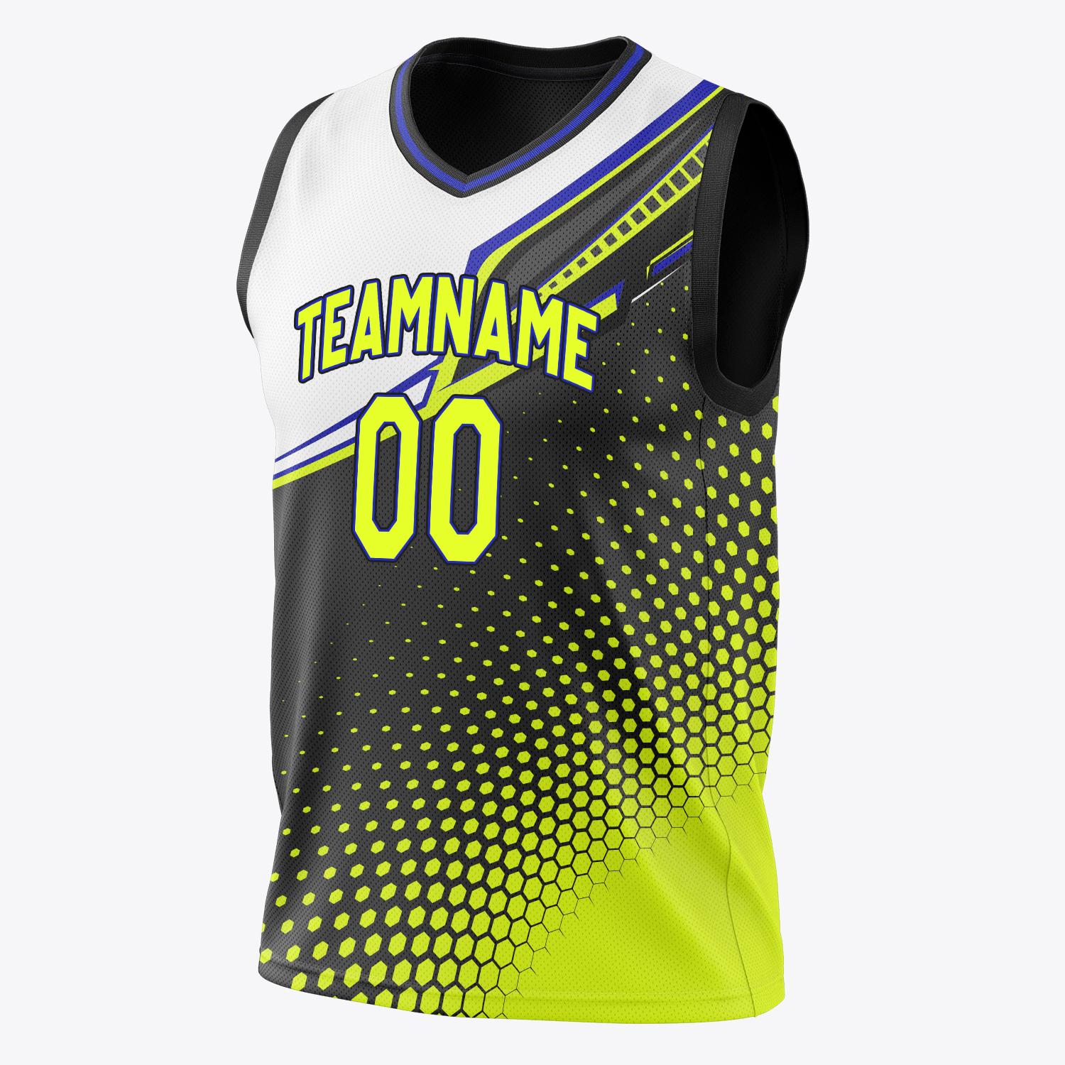 Custom Professional Black Chartreuse Basketball Jersey