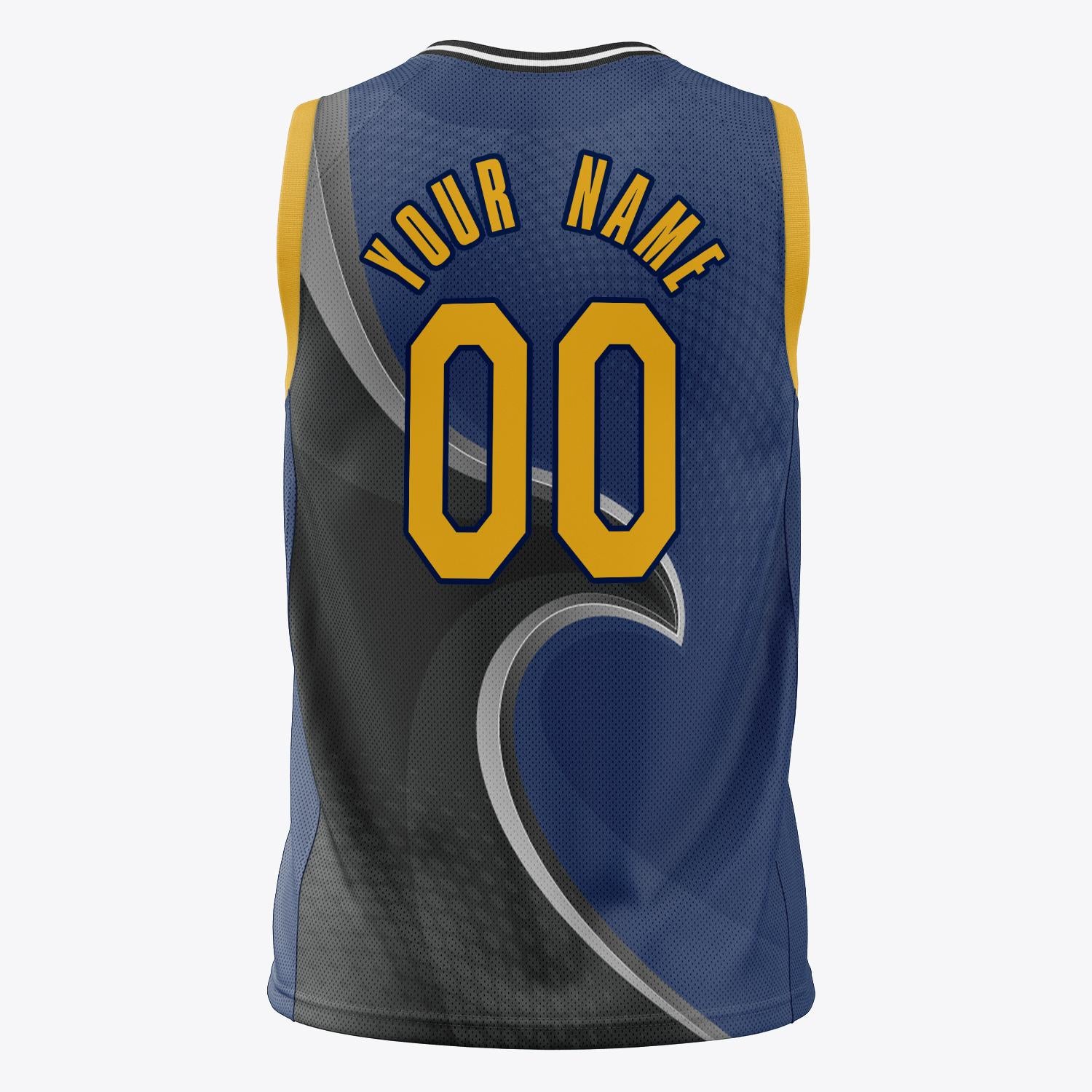 Custom Professional Black Navy Blue Basketball Jersey
