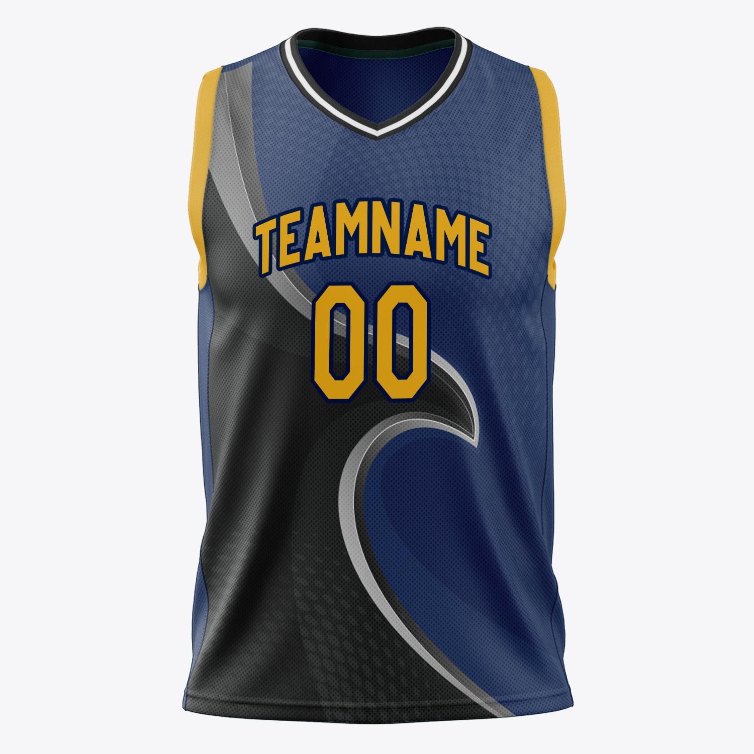Custom Professional Black Navy Blue Basketball Jersey