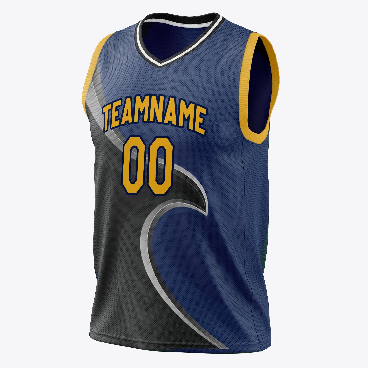 Custom Professional Black Navy Blue Basketball Jersey