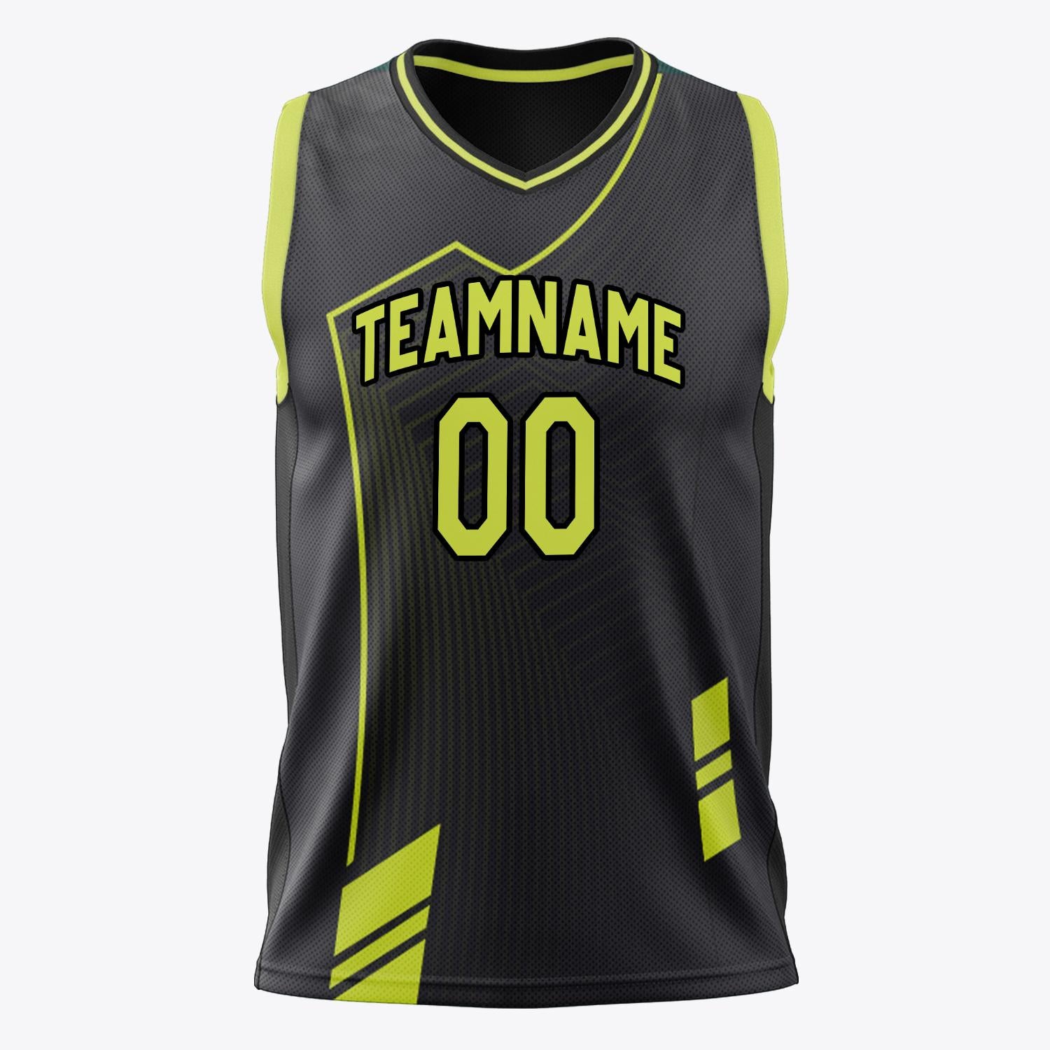 Custom Professional Black Neon Yellow Basketball Jersey