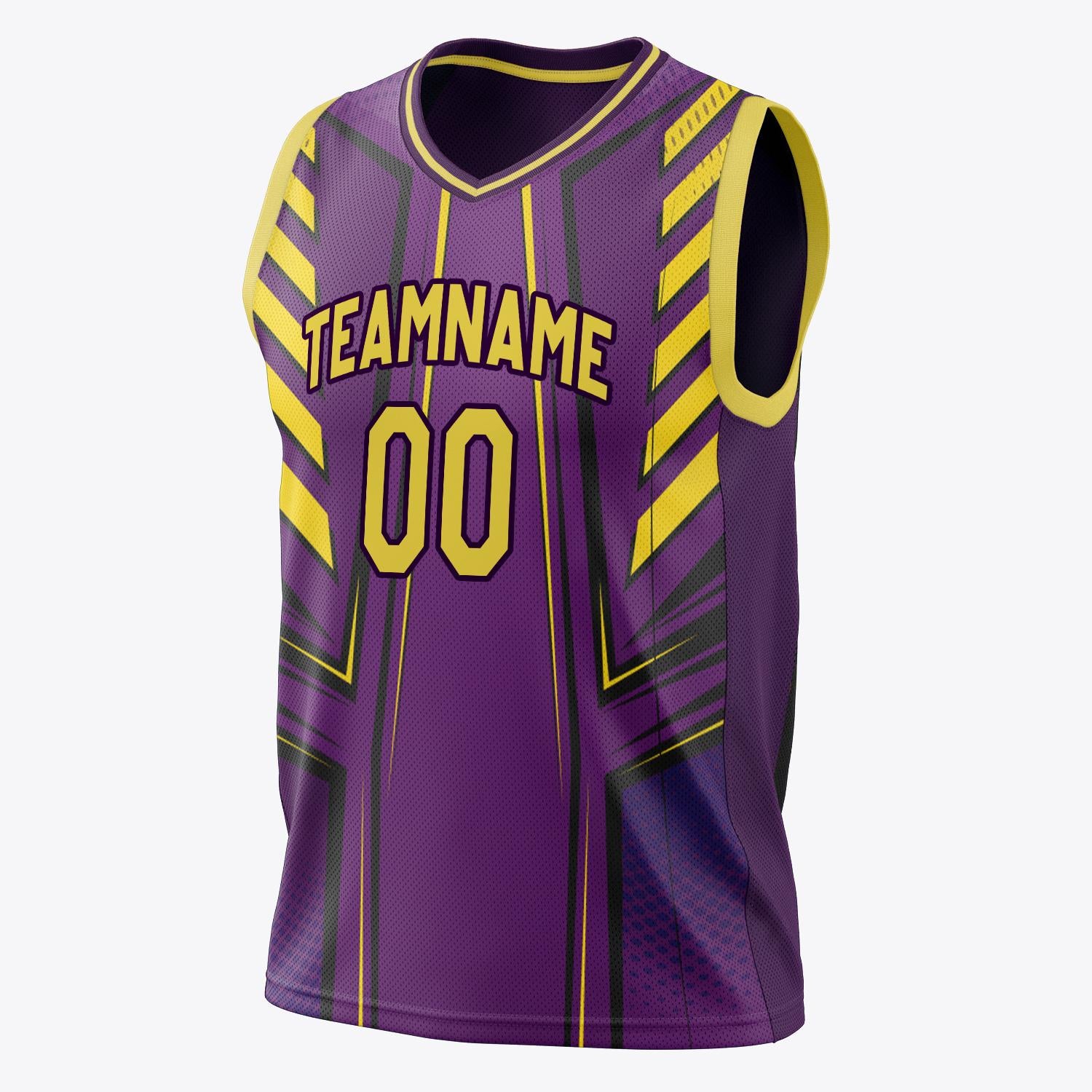 Custom Professional Purple Gold Basketball Jersey