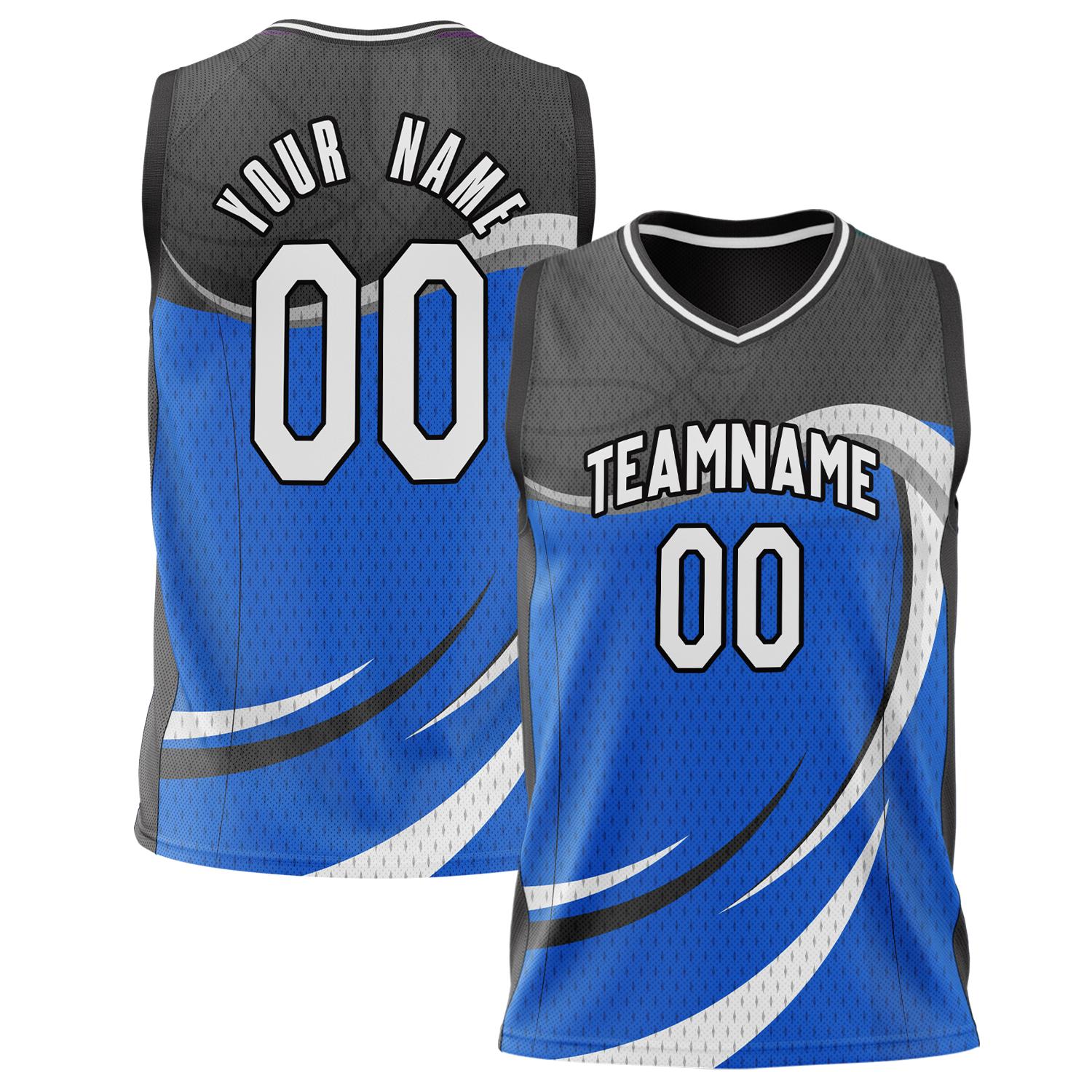 Benutzerdefiniertes Professionelles Blau Schwarz Basketballtrikot BS02240808XF055