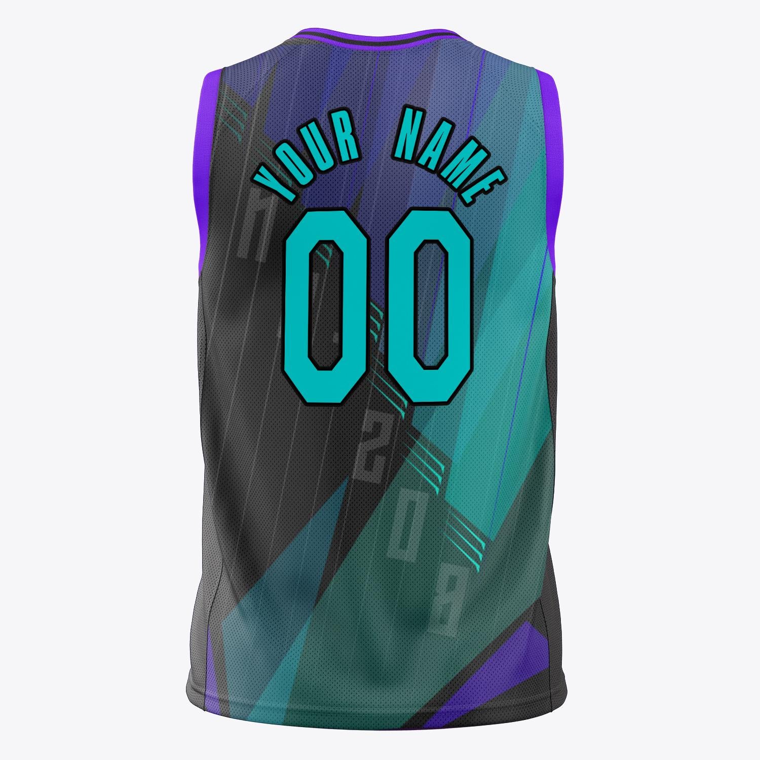 Custom Professional Black Teal Basketball Jersey