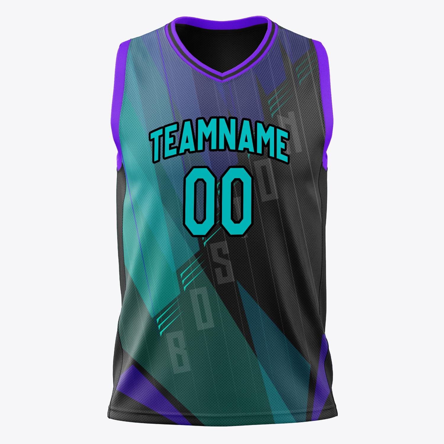 Custom Professional Black Teal Basketball Jersey