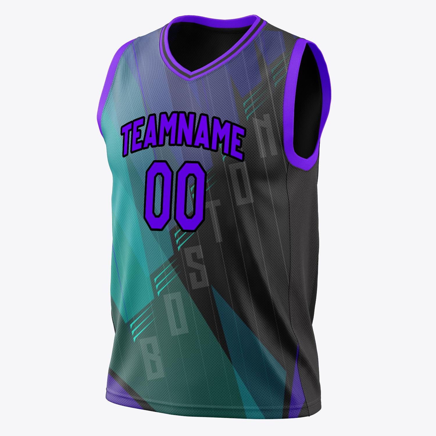 Custom Professional Black Teal Basketball Jersey