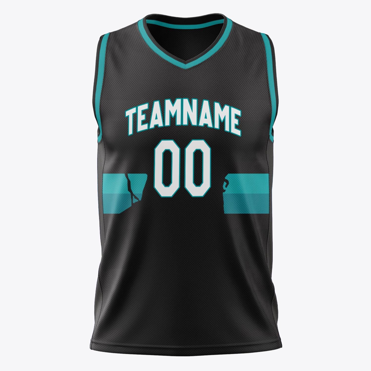 Custom Professional Black Teal Basketball Jersey