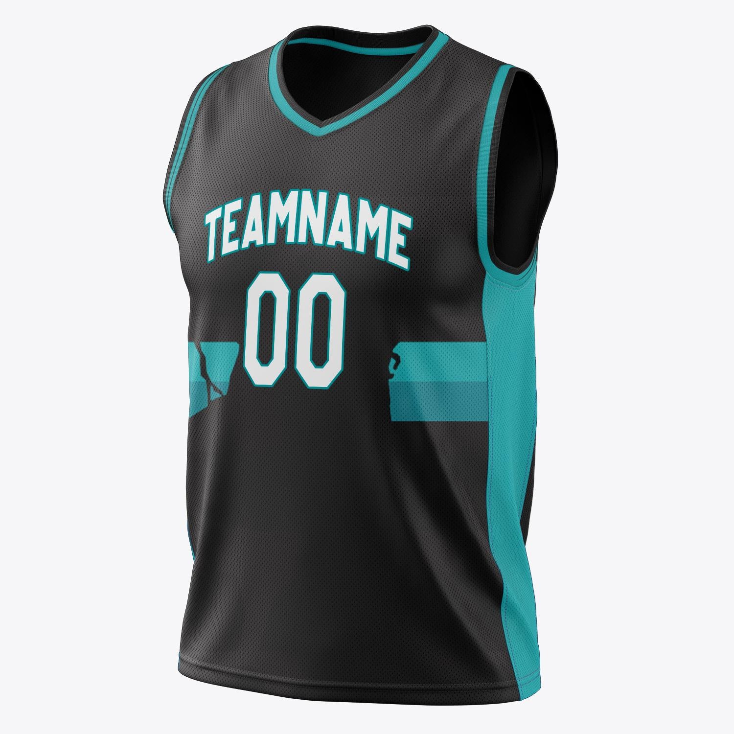 Custom Professional Black Teal Basketball Jersey