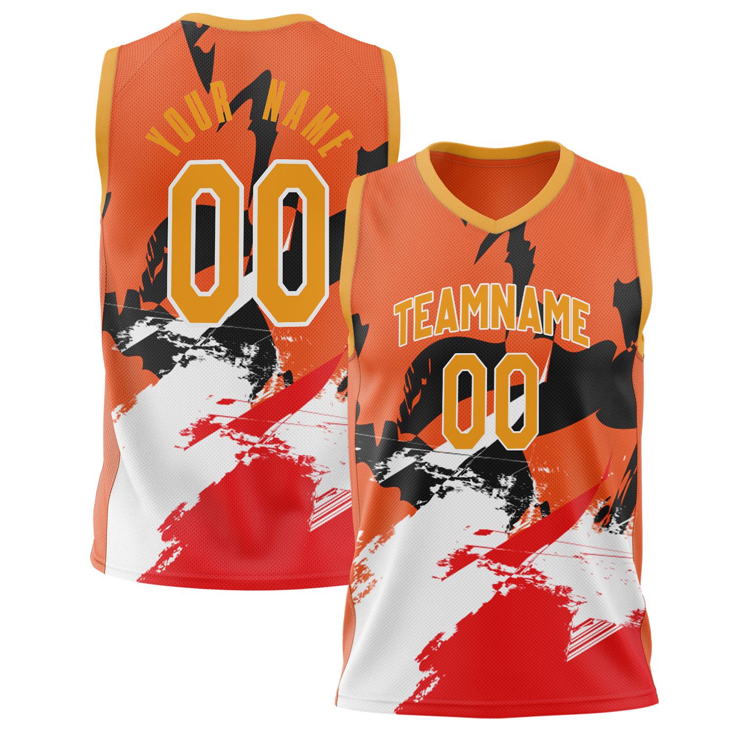 Benutzerdefiniertes Professionelles Orange Weiß Basketballtrikot BS02240808XF059