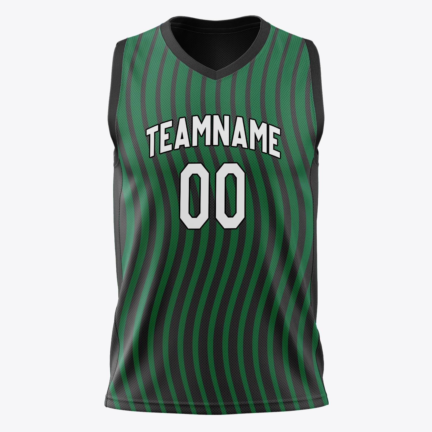 Custom Professional Black Kelly Green Basketball Jersey