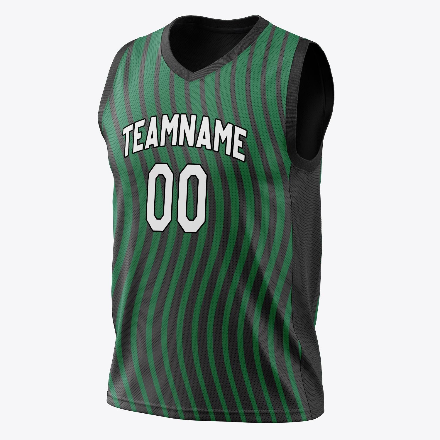 Custom Professional Black Kelly Green Basketball Jersey