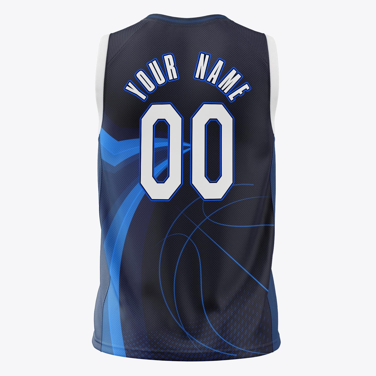 Custom Professional Navy Blue White Basketball Jersey