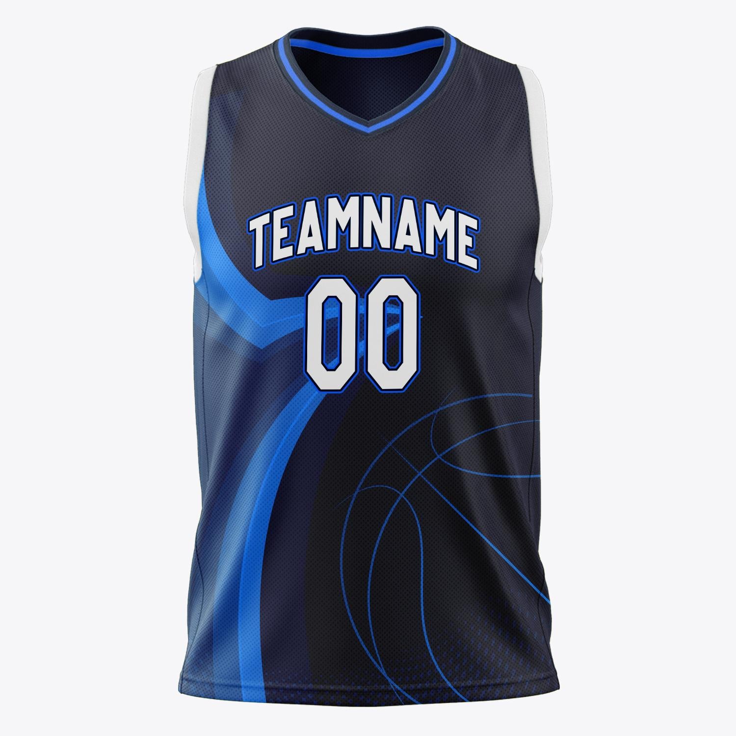 Custom Professional Navy Blue White Basketball Jersey