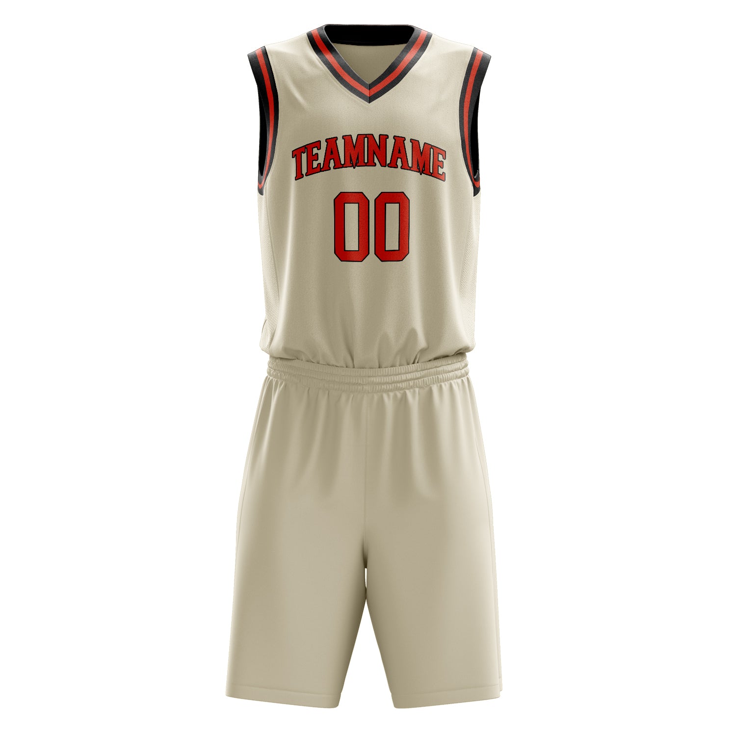 Custom Professional Cream Red Basketball Jersey Set