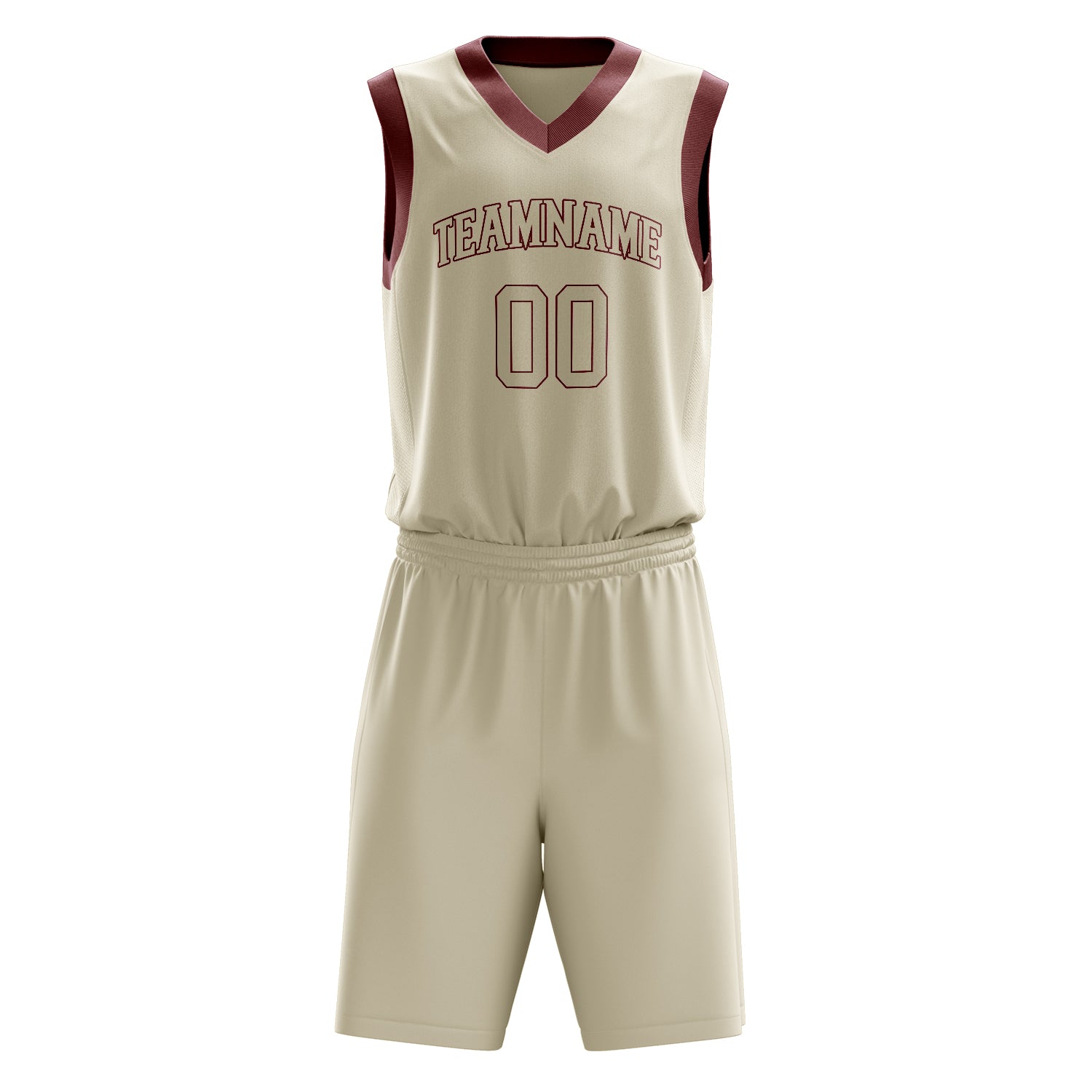 Custom Professional Cream Crimson Basketball Jersey Set