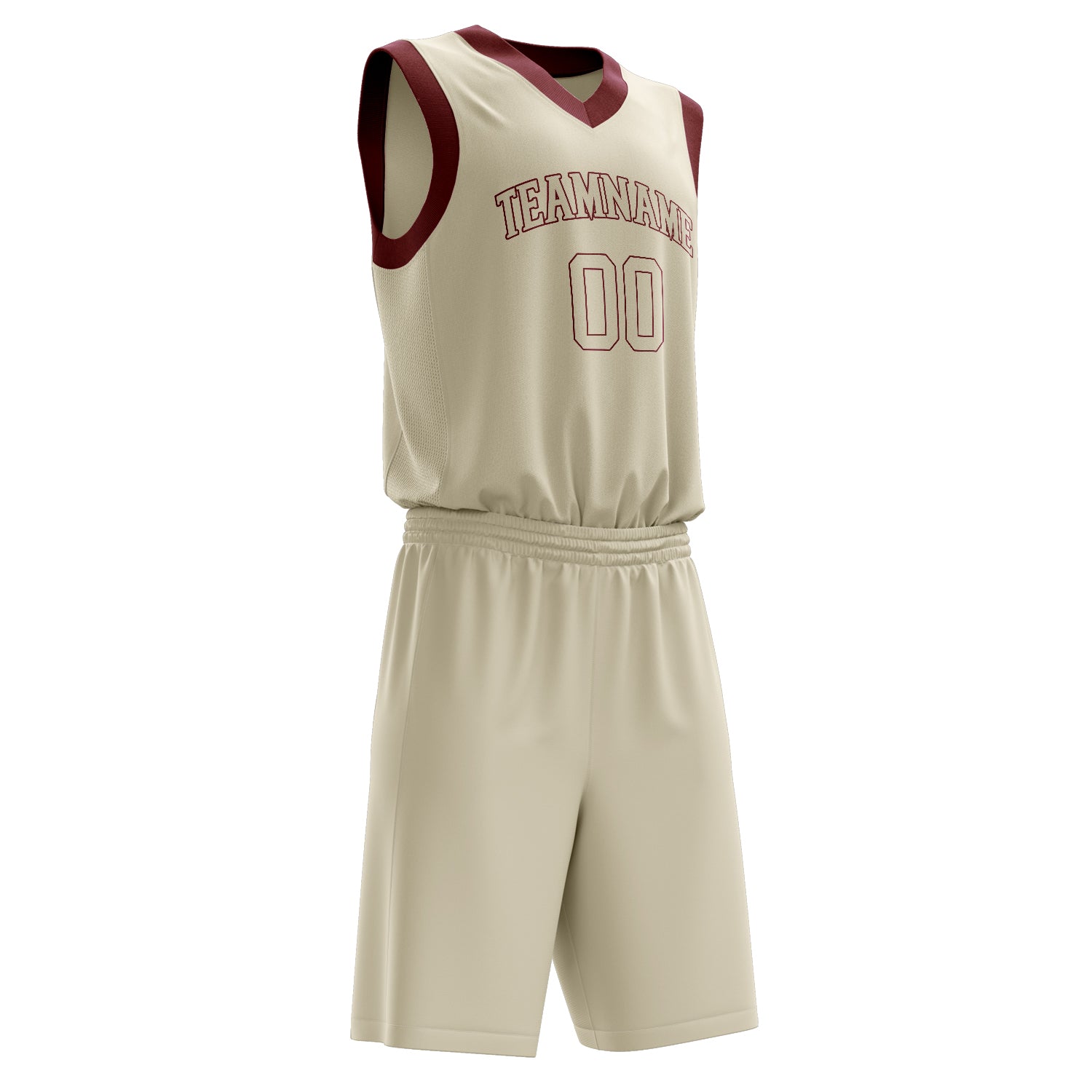 Maßgeschneidertes professionelles Creme Karmesinrot Basketballtrikot-Set