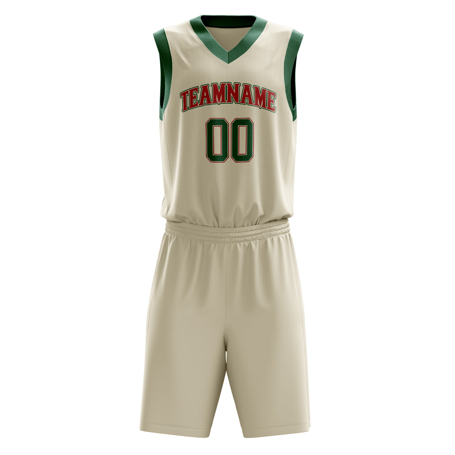 Custom Professional Cream Kelly Green Basketball Jersey Set