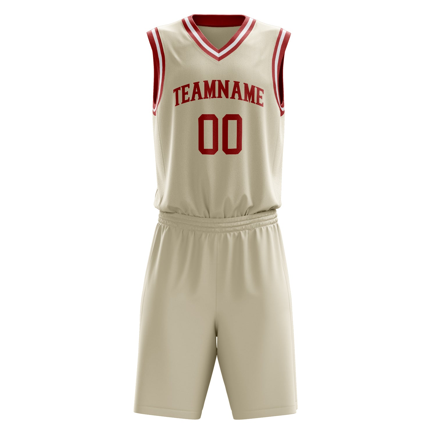 Custom Professional Cream Red Basketball Jersey Set
