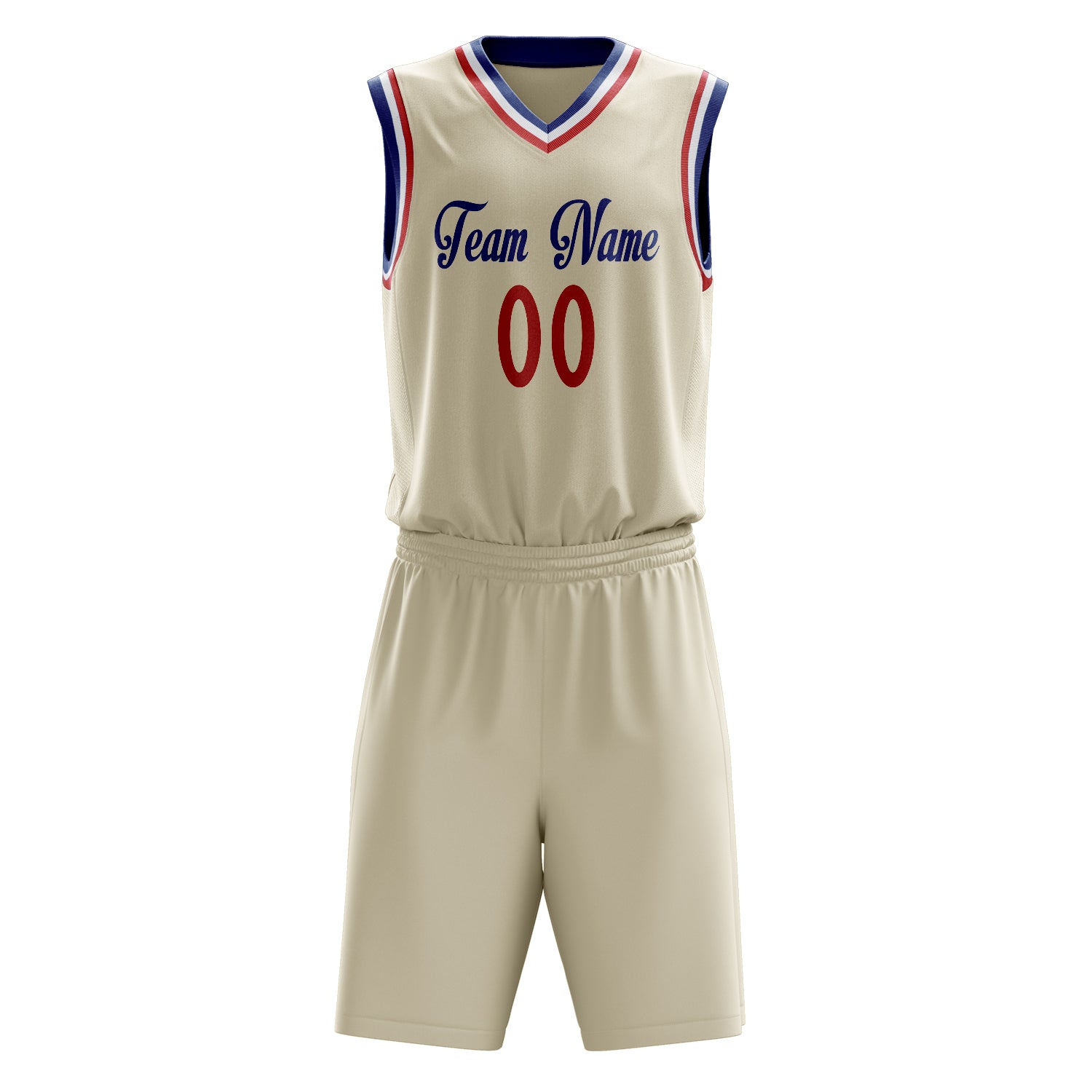 Custom Professional Cream Red Basketball Jersey Set