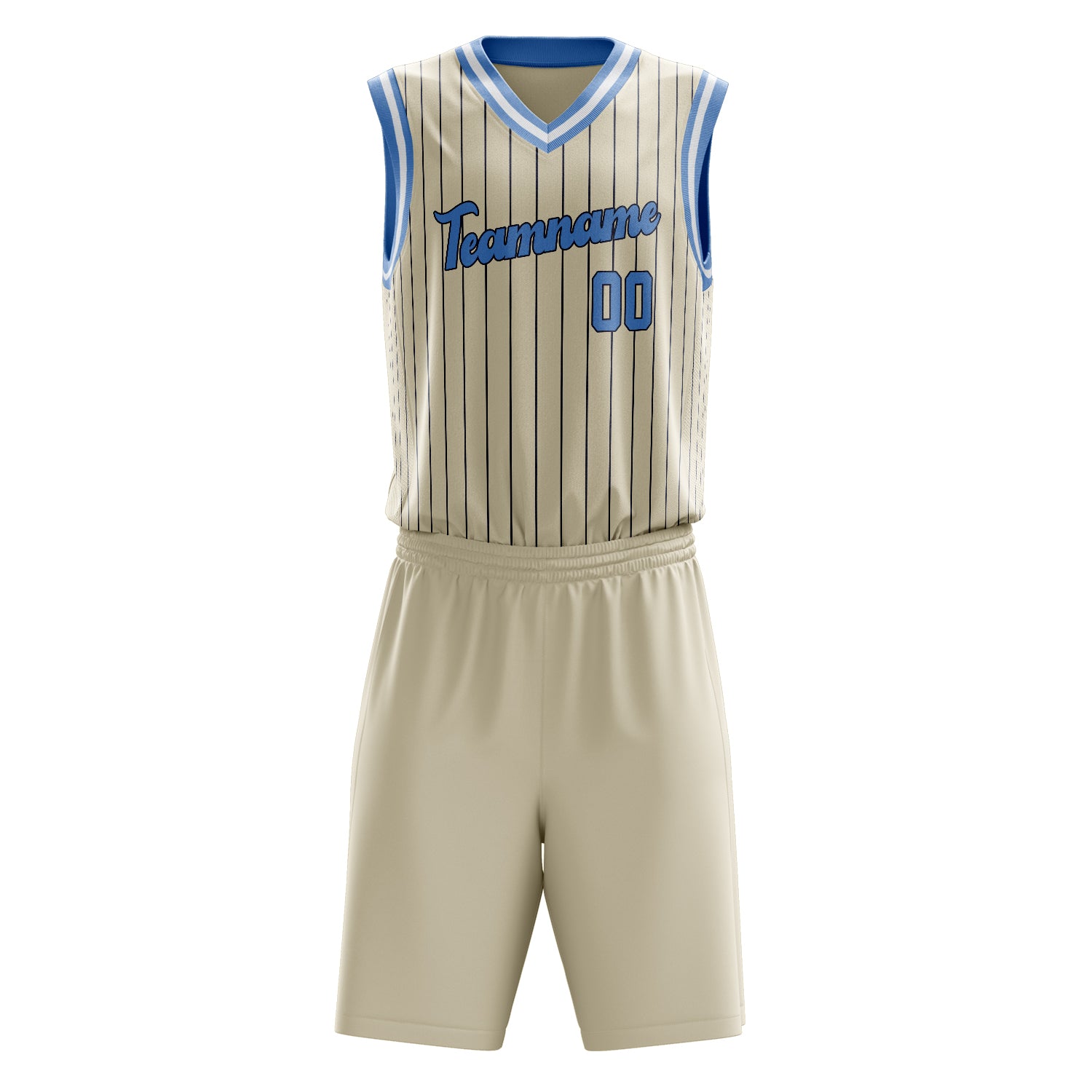 Custom Professional Cream Light Blue Basketball Jersey Set
