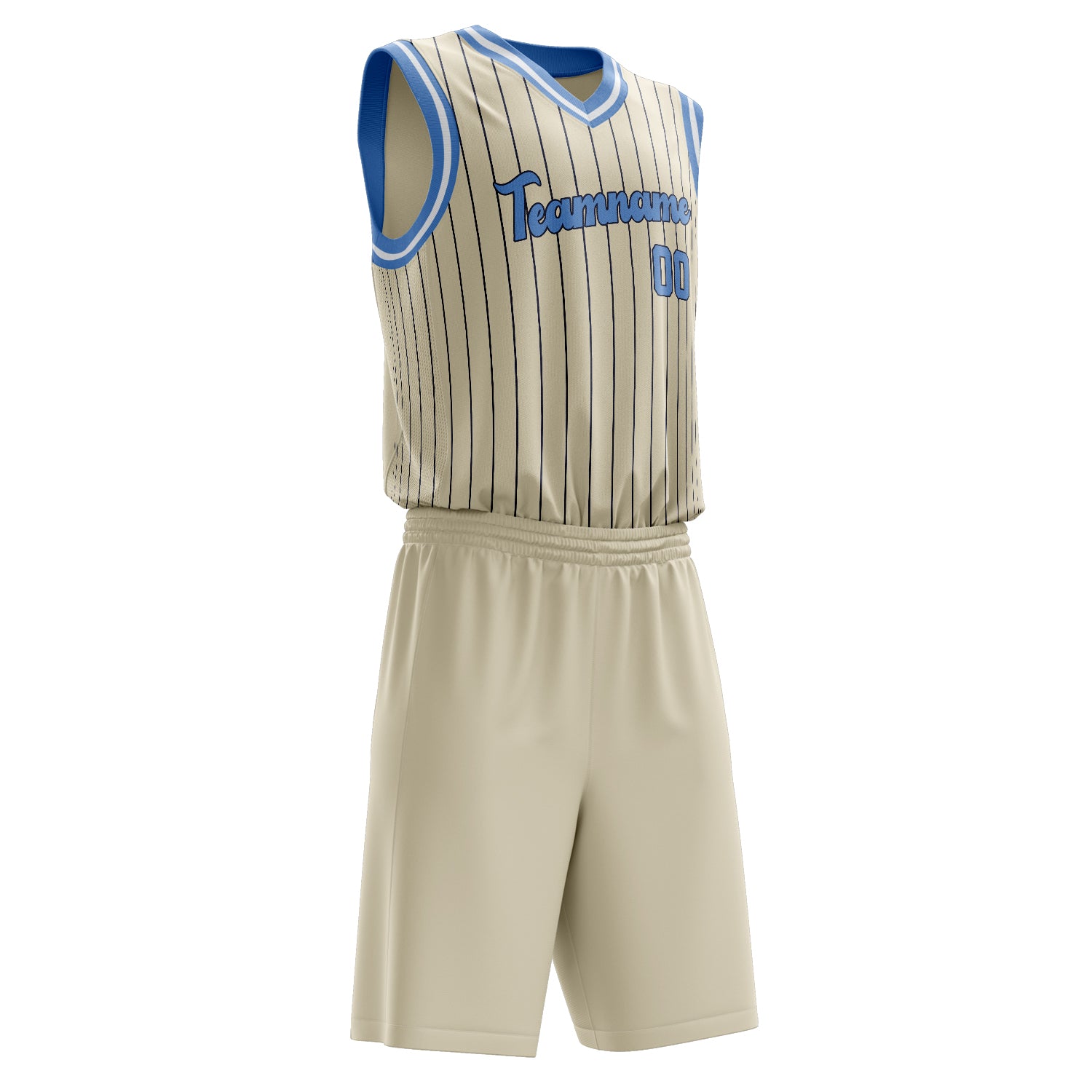 Maßgeschneidertes professionelles Creme Hellblau Basketballtrikot-Set