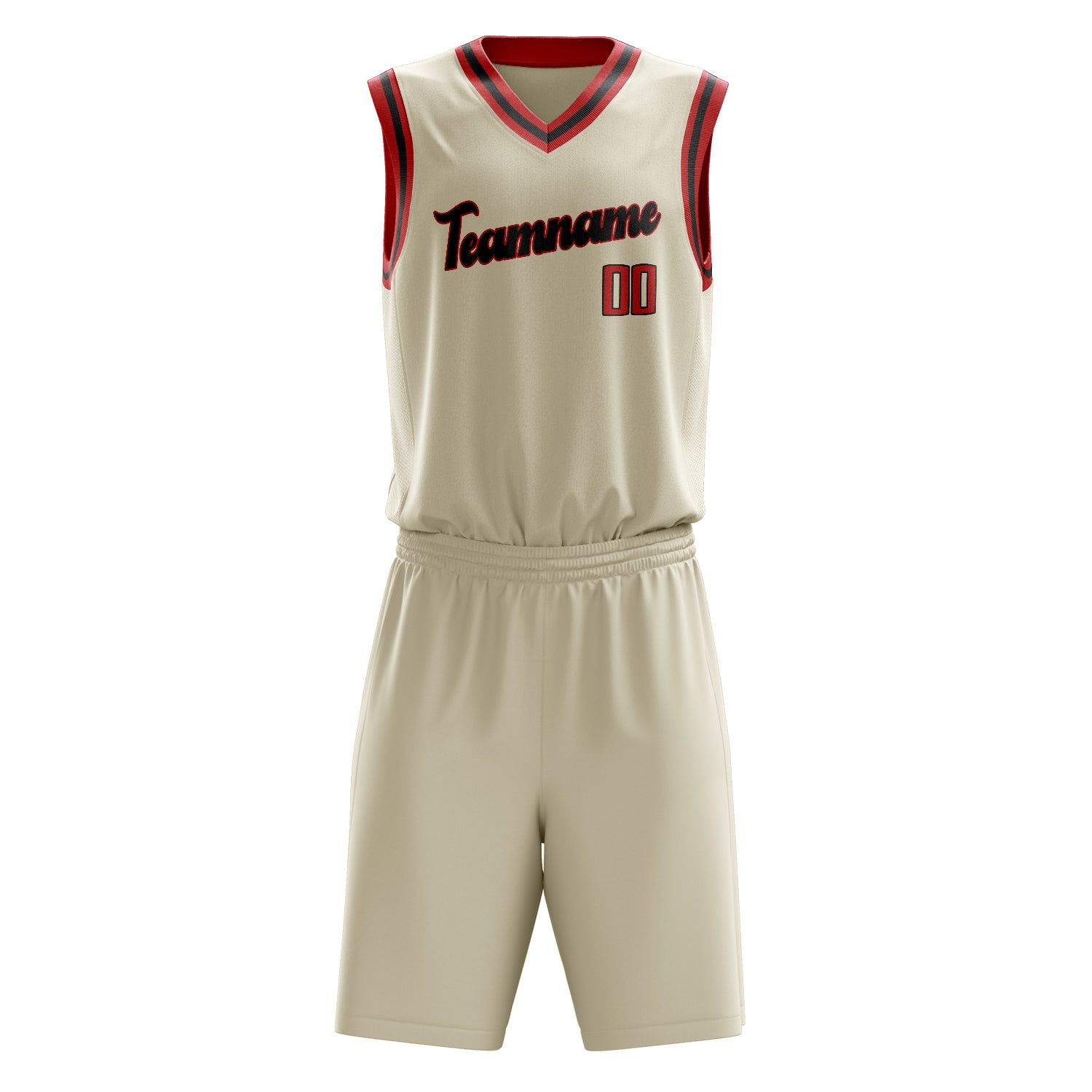 Custom Professional Cream Red Basketball Jersey Set