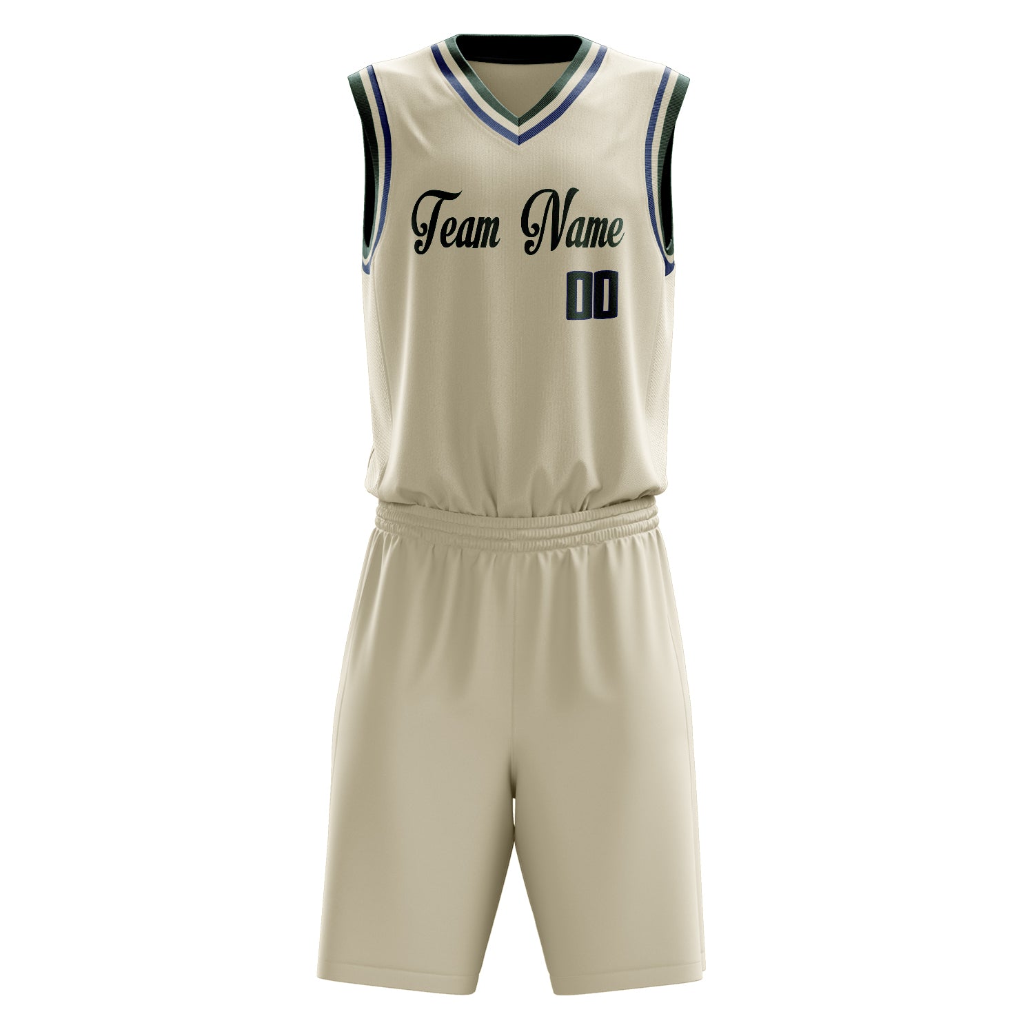 Custom Professional Cream Kelly Green Basketball Jersey Set
