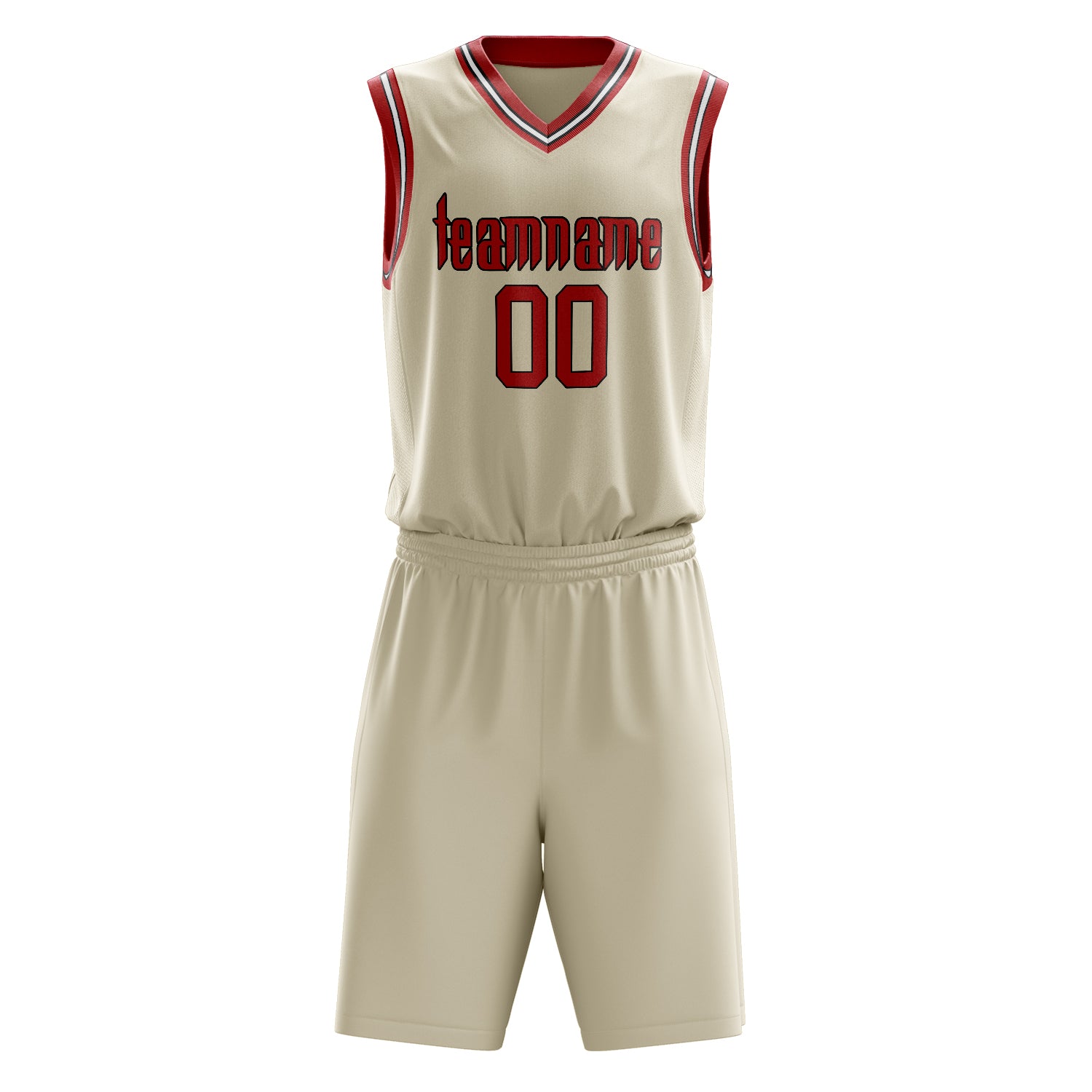 Custom Professional Cream Red Basketball Jersey Set