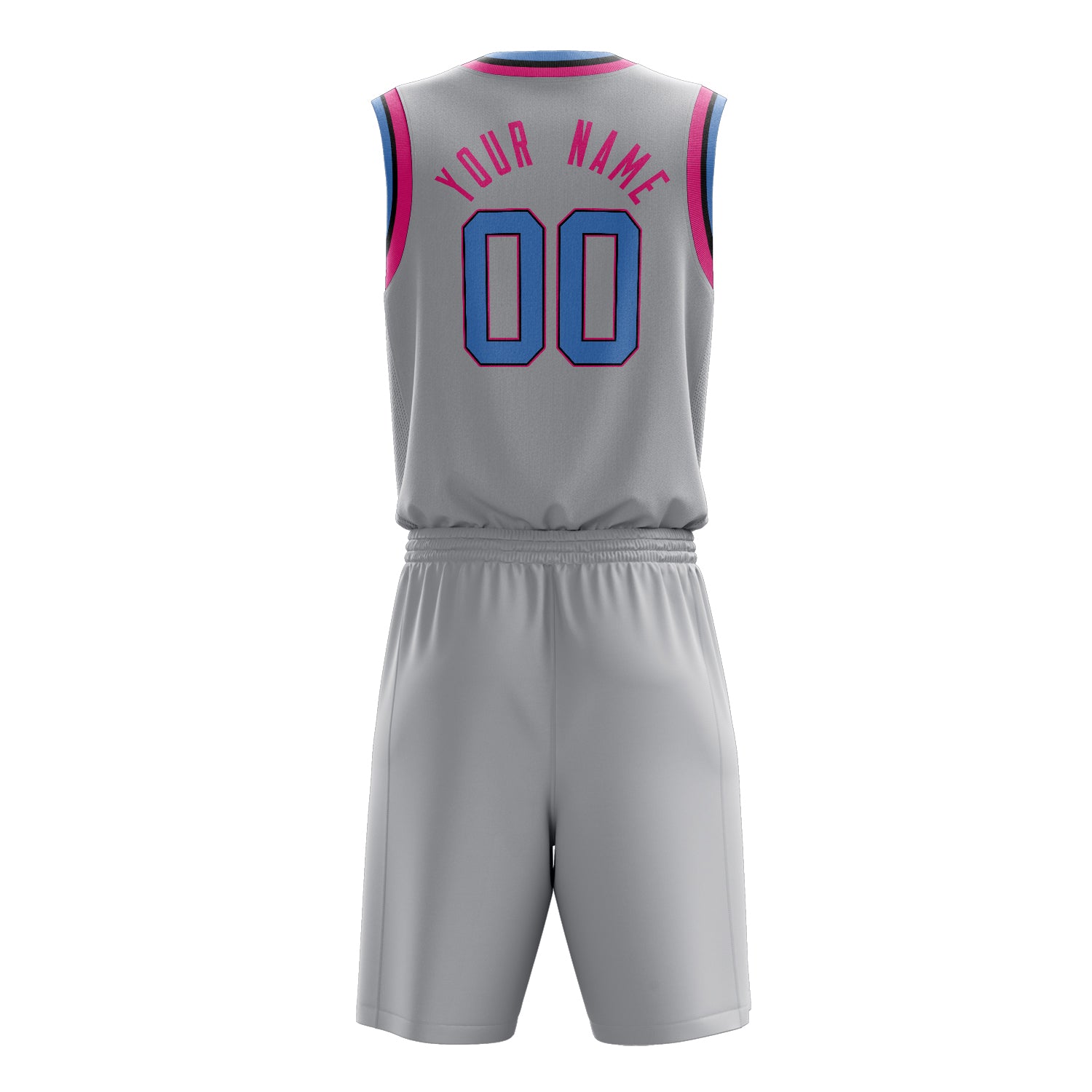 Maßgeschneidertes professionelles Grau Rosa Basketballtrikot-Set