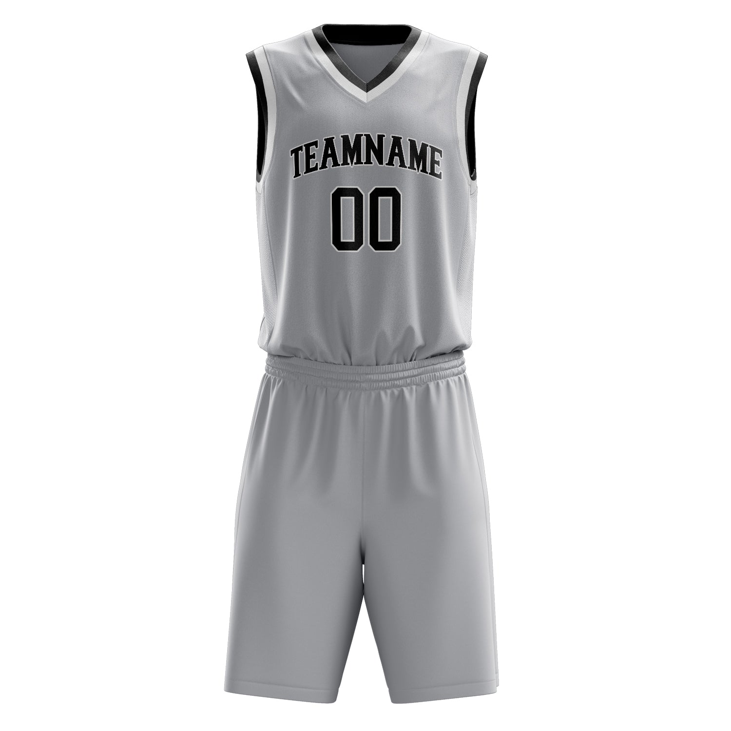 Custom Professional Gray Black Basketball Jersey Set