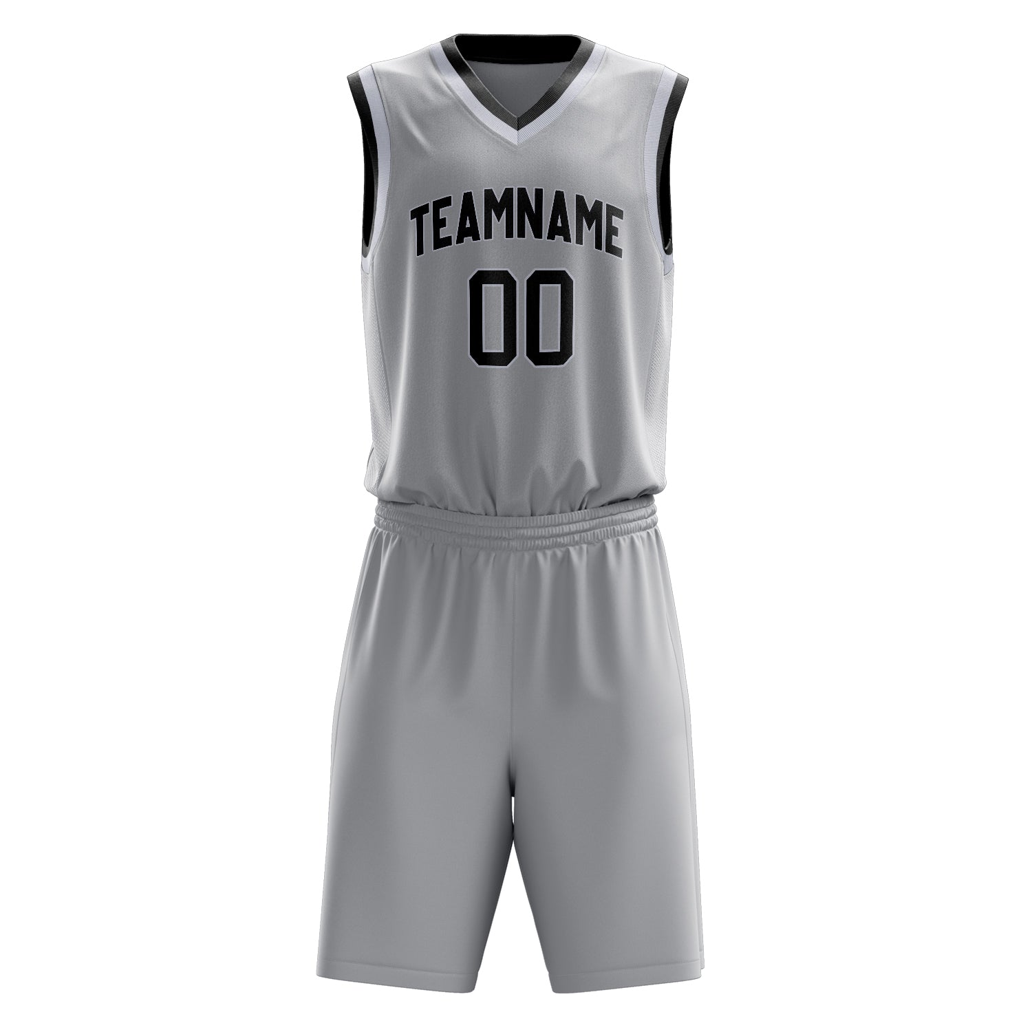 Custom Professional Gray Black Basketball Jersey Set
