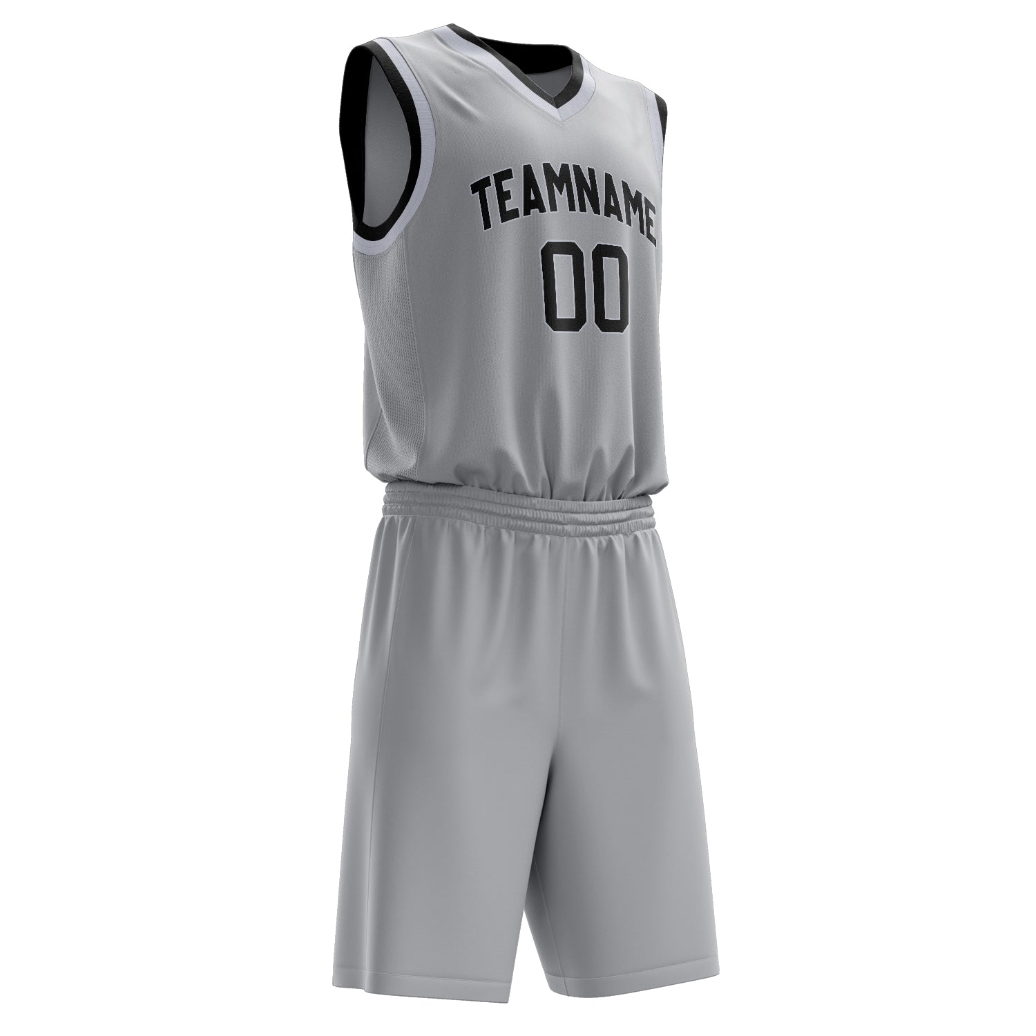 Maßgeschneidertes professionelles Grau Schwarz Basketballtrikot-Set