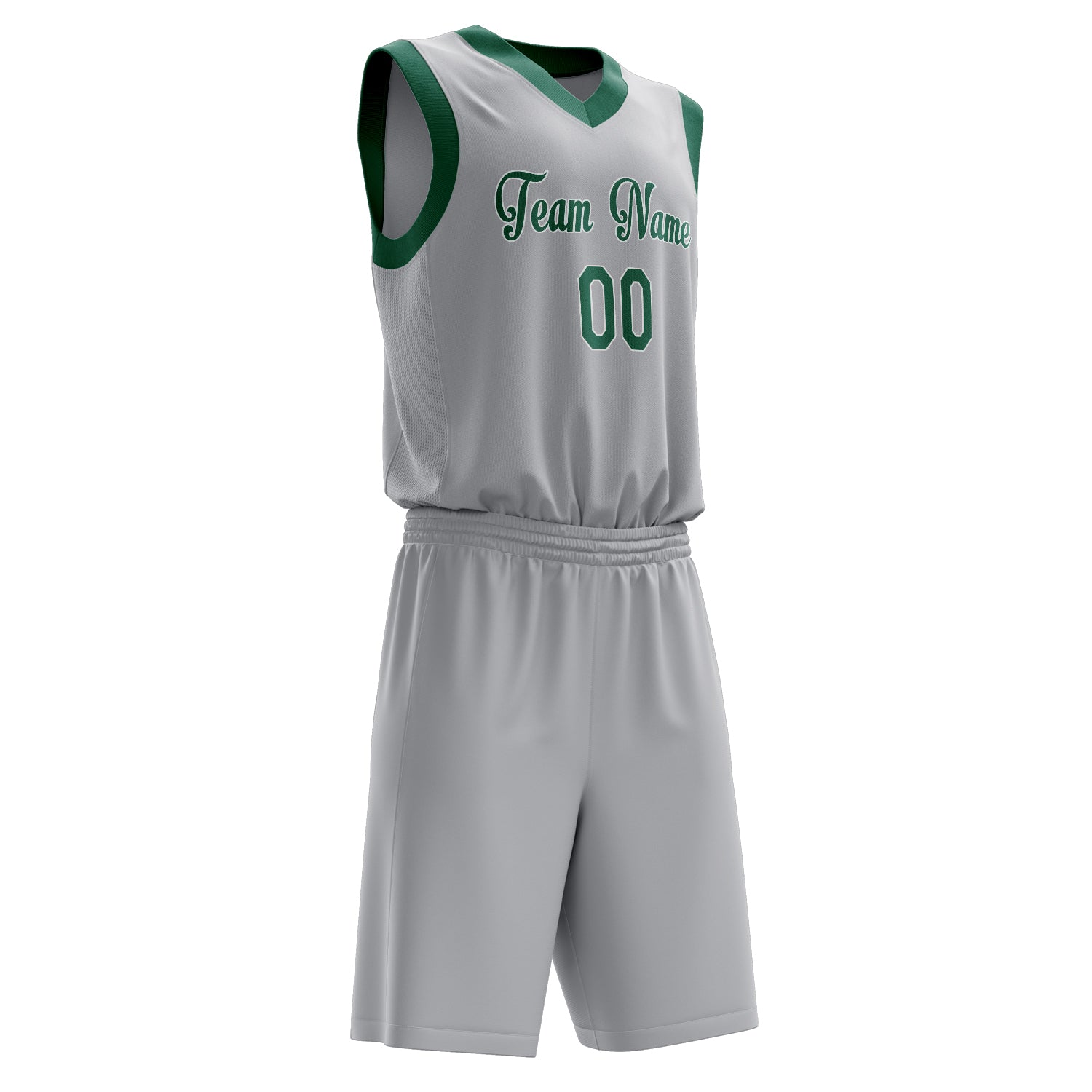 Maßgeschneidertes professionelles Grau Kelly Grün Basketballtrikot-Set