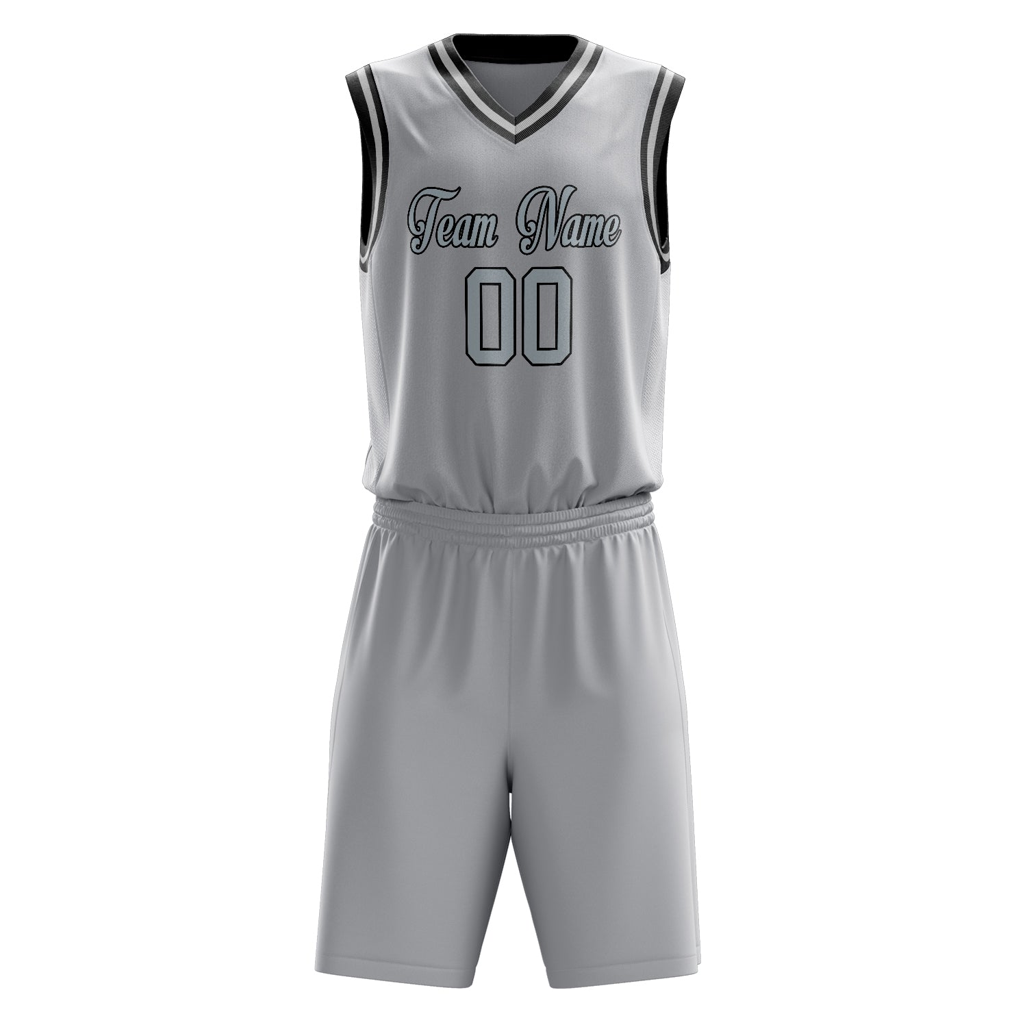 Custom Professional Gray Black Basketball Jersey Set