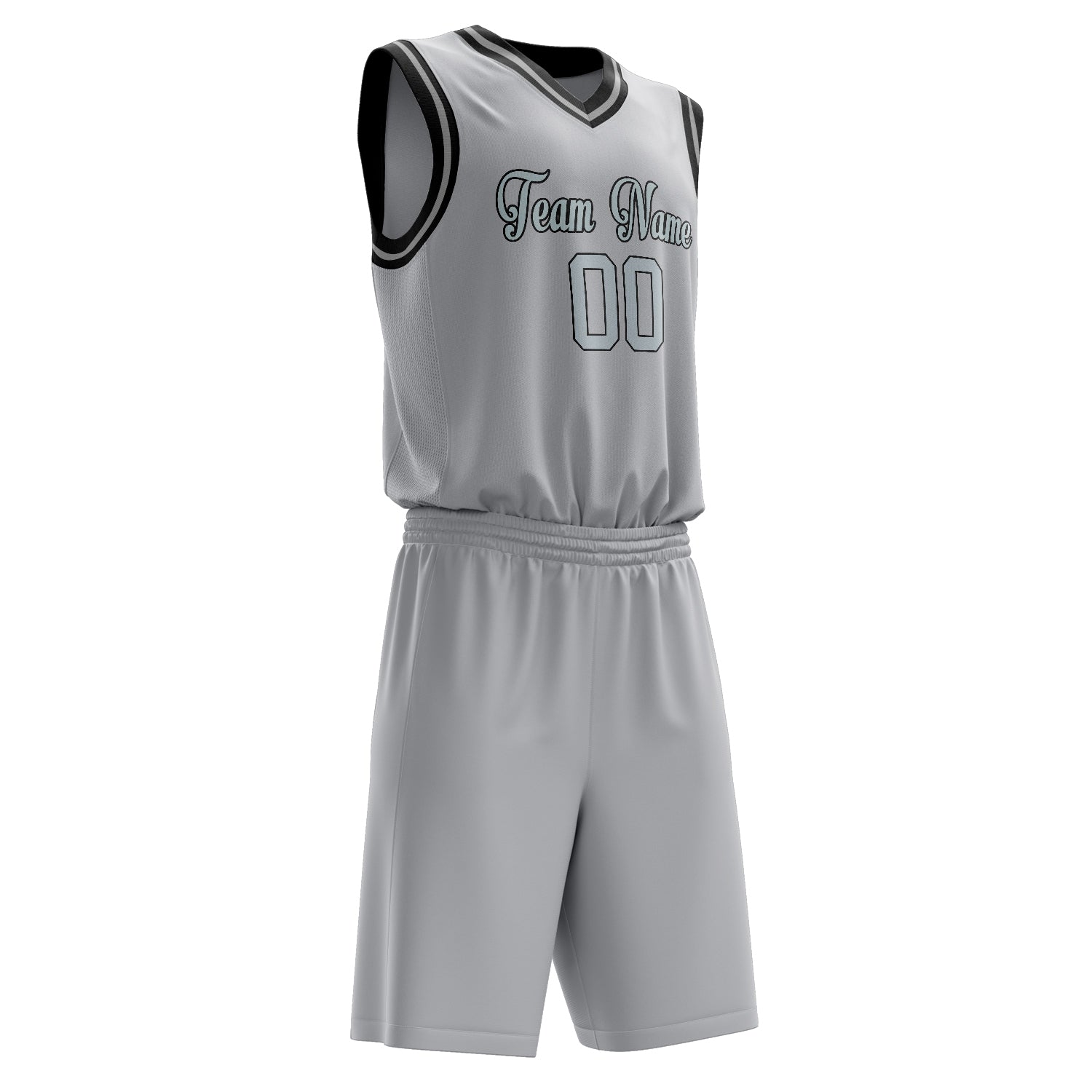 Maßgeschneidertes professionelles Grau Schwarz Basketballtrikot-Set
