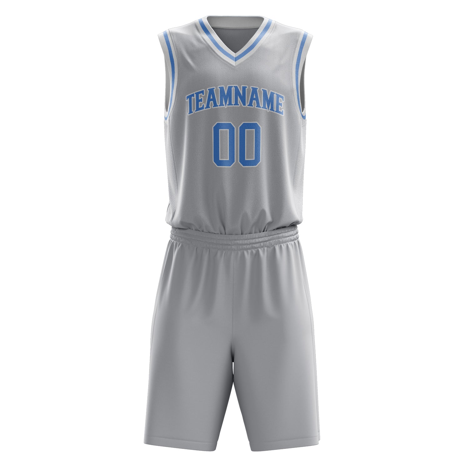 Custom Professional Gray Light Blue Basketball Jersey Set
