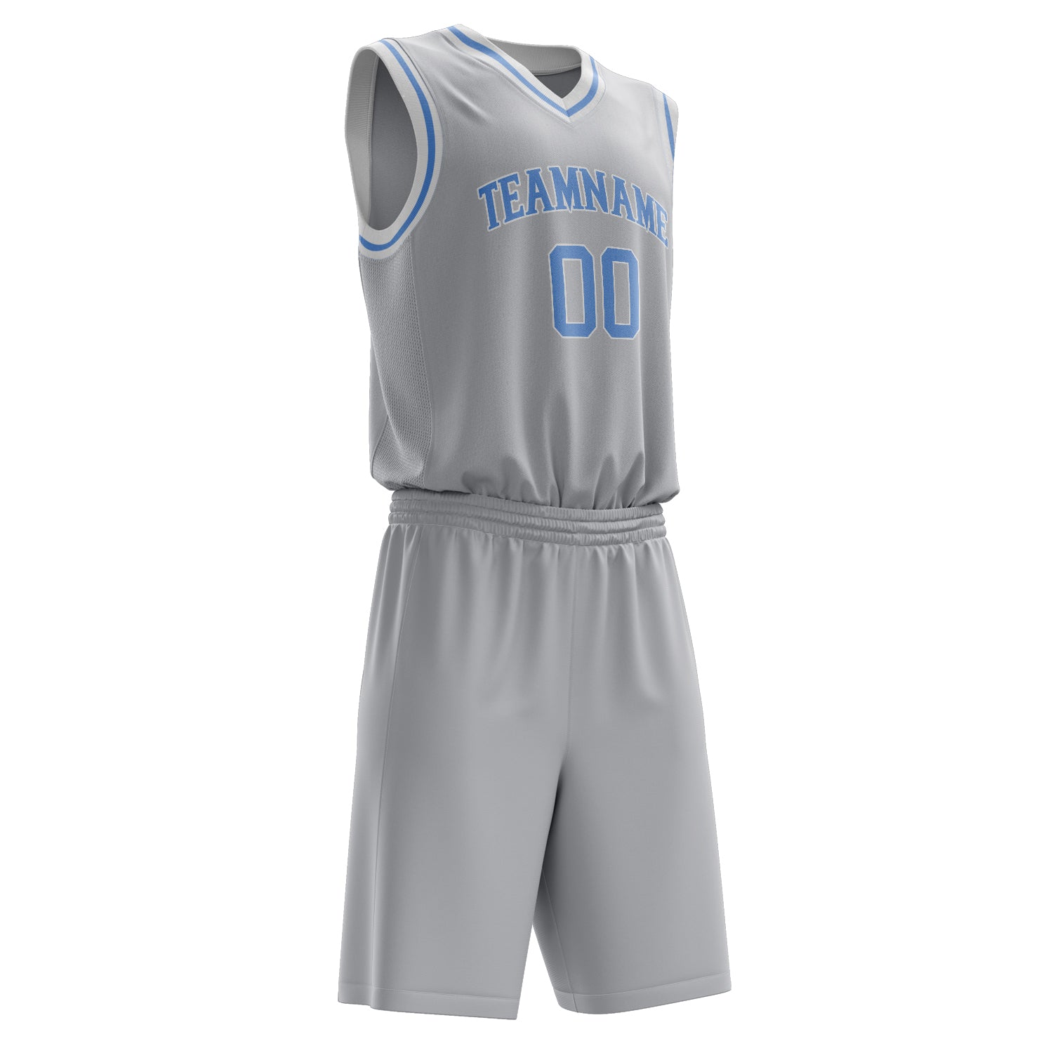 Custom Professional Gray Light Blue Basketball Jersey Set