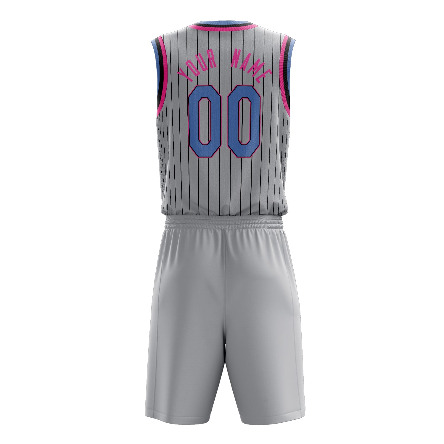 Maßgeschneidertes professionelles Grau Rosa Basketballtrikot-Set