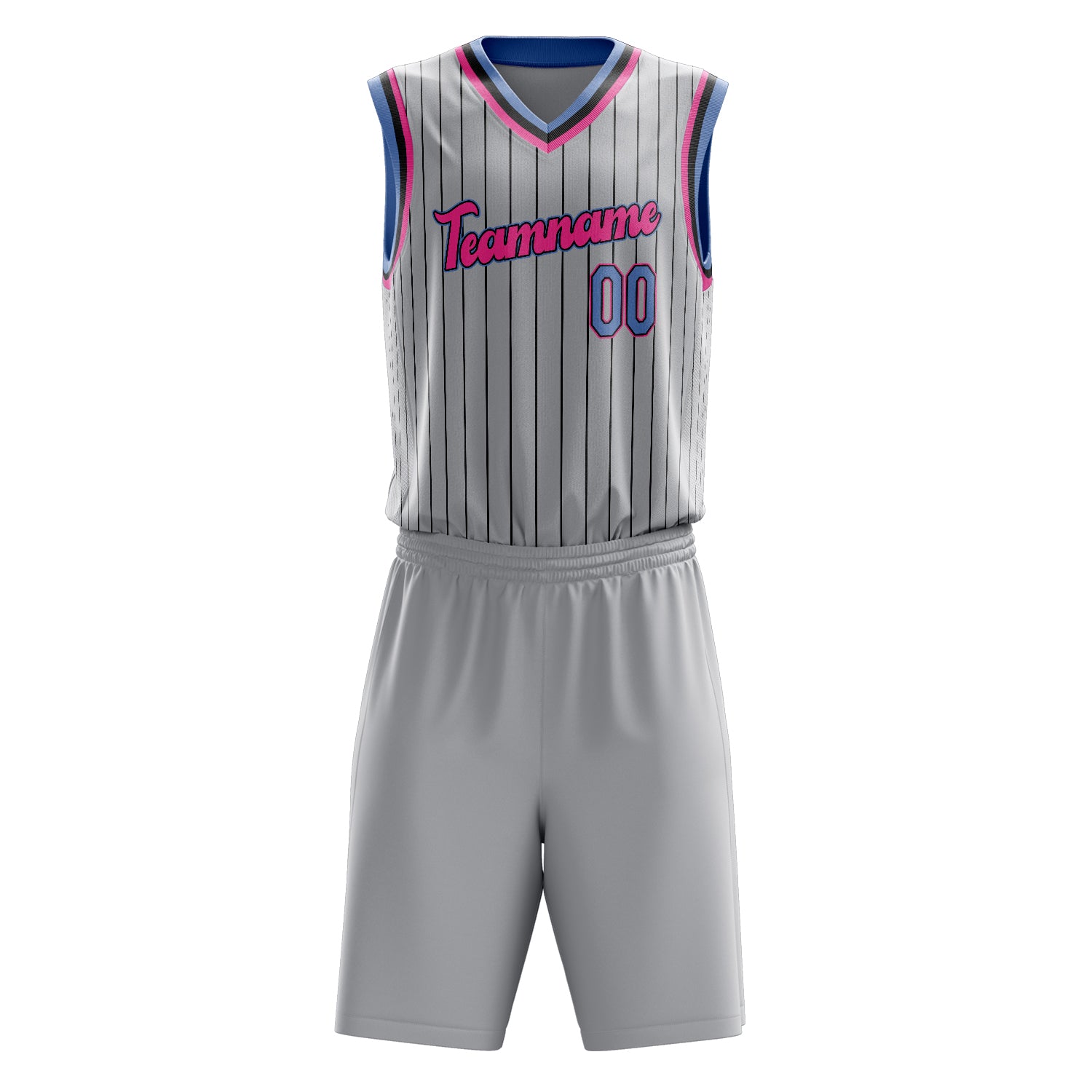 Custom Professional Gray Pink Basketball Jersey Set