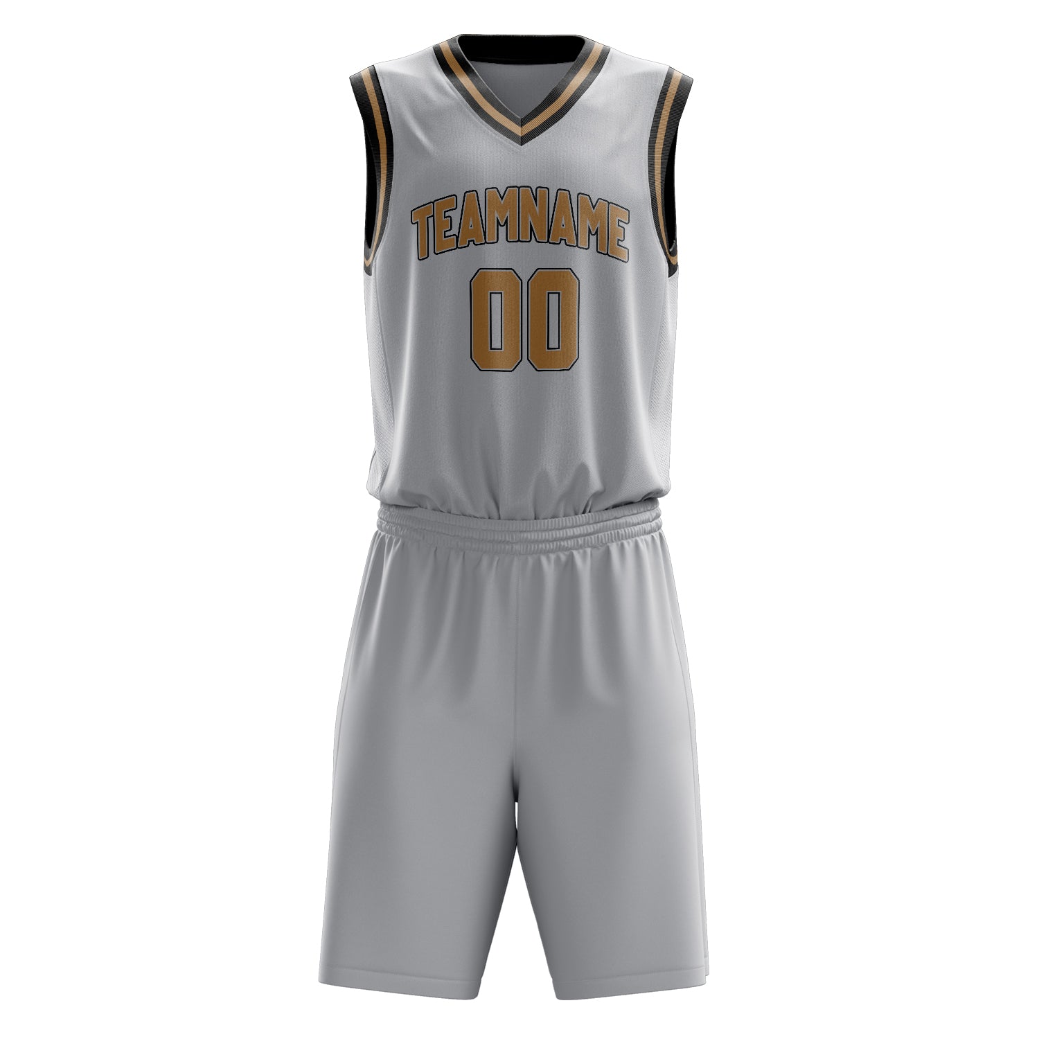 Custom Professional Gray Brown Basketball Jersey Set