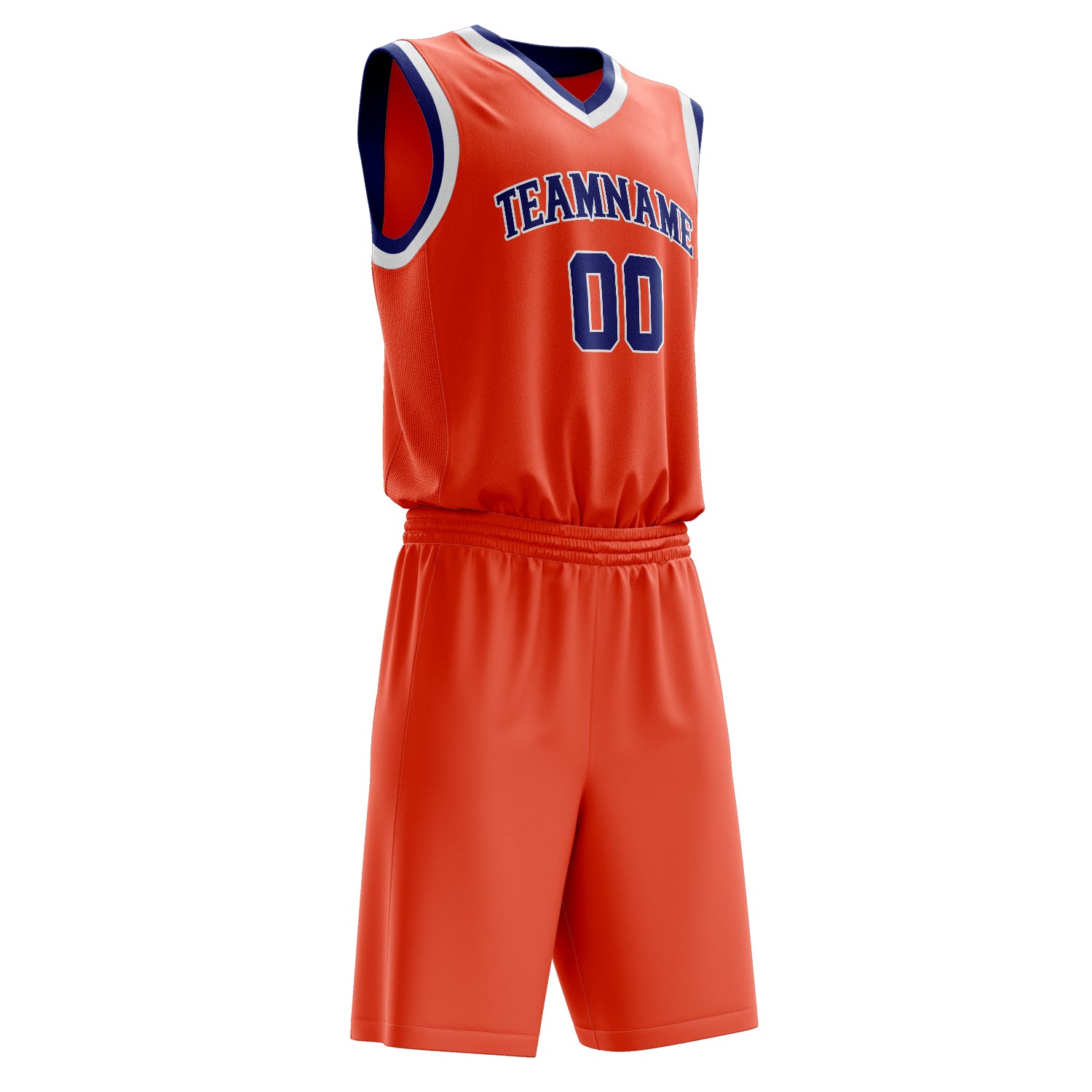 Maßgeschneidertes professionelles Orange Marineblau Basketballtrikot-Set