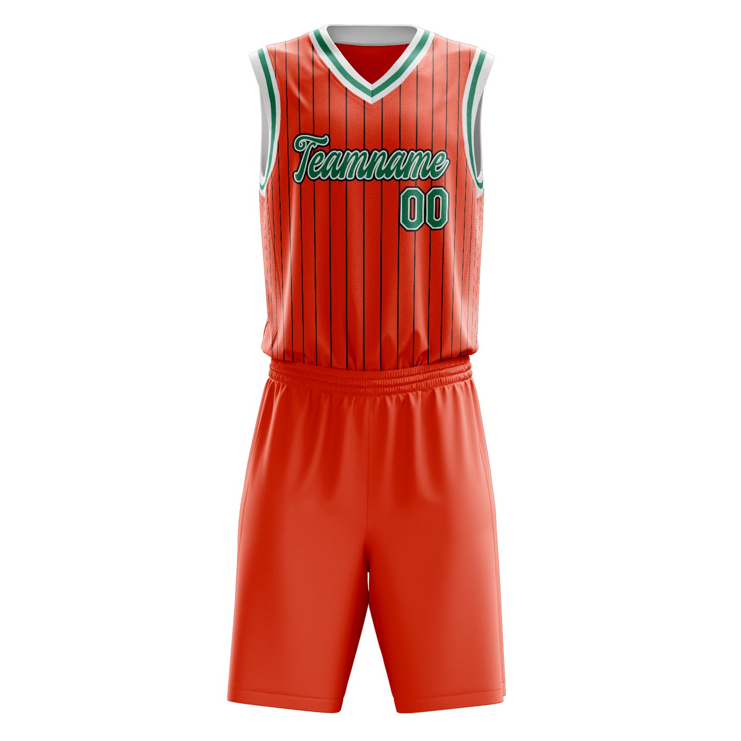 Custom Professional Orange Kelly Green Basketball Jersey Set