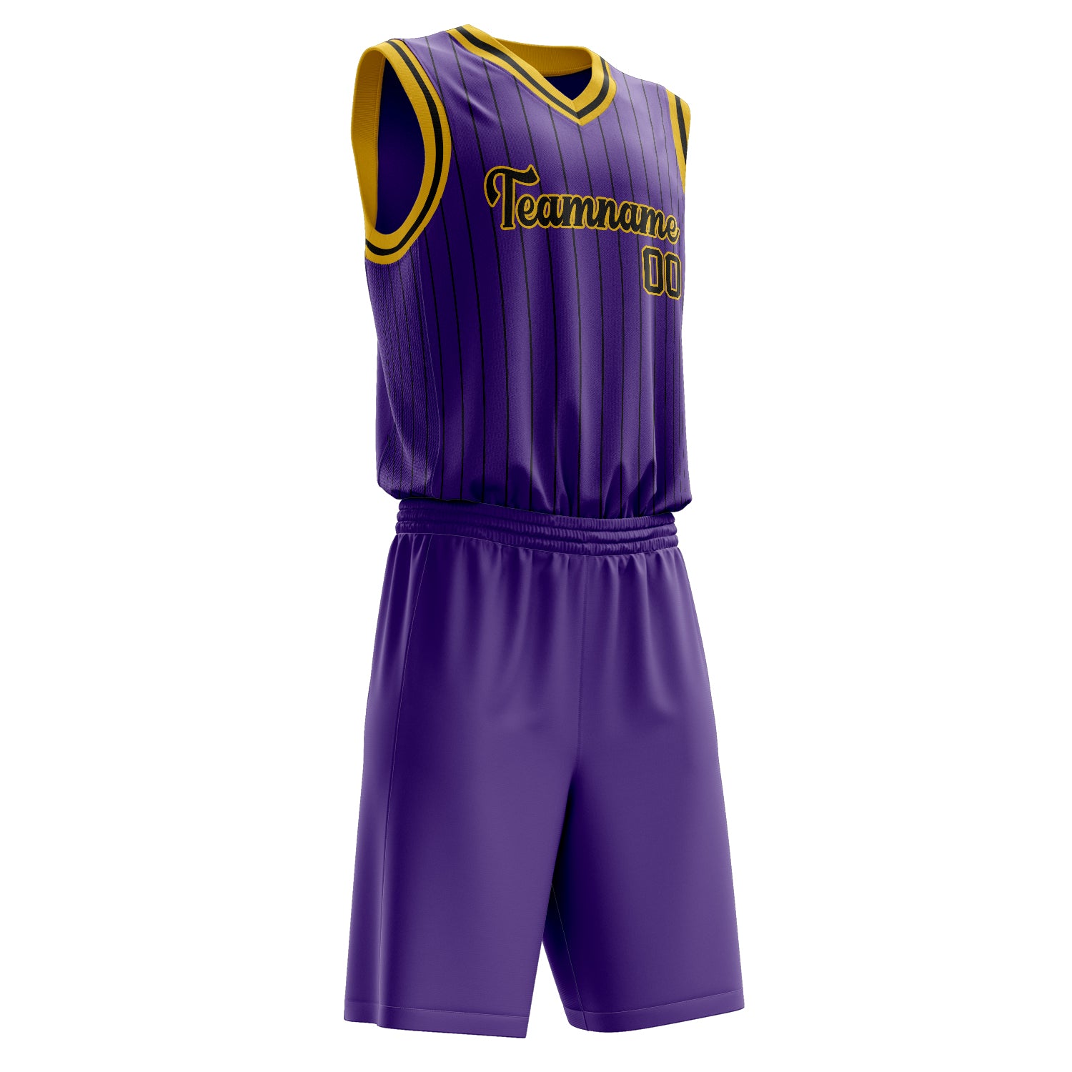 Maßgeschneidertes professionelles Lila Gold Basketballtrikot-Set