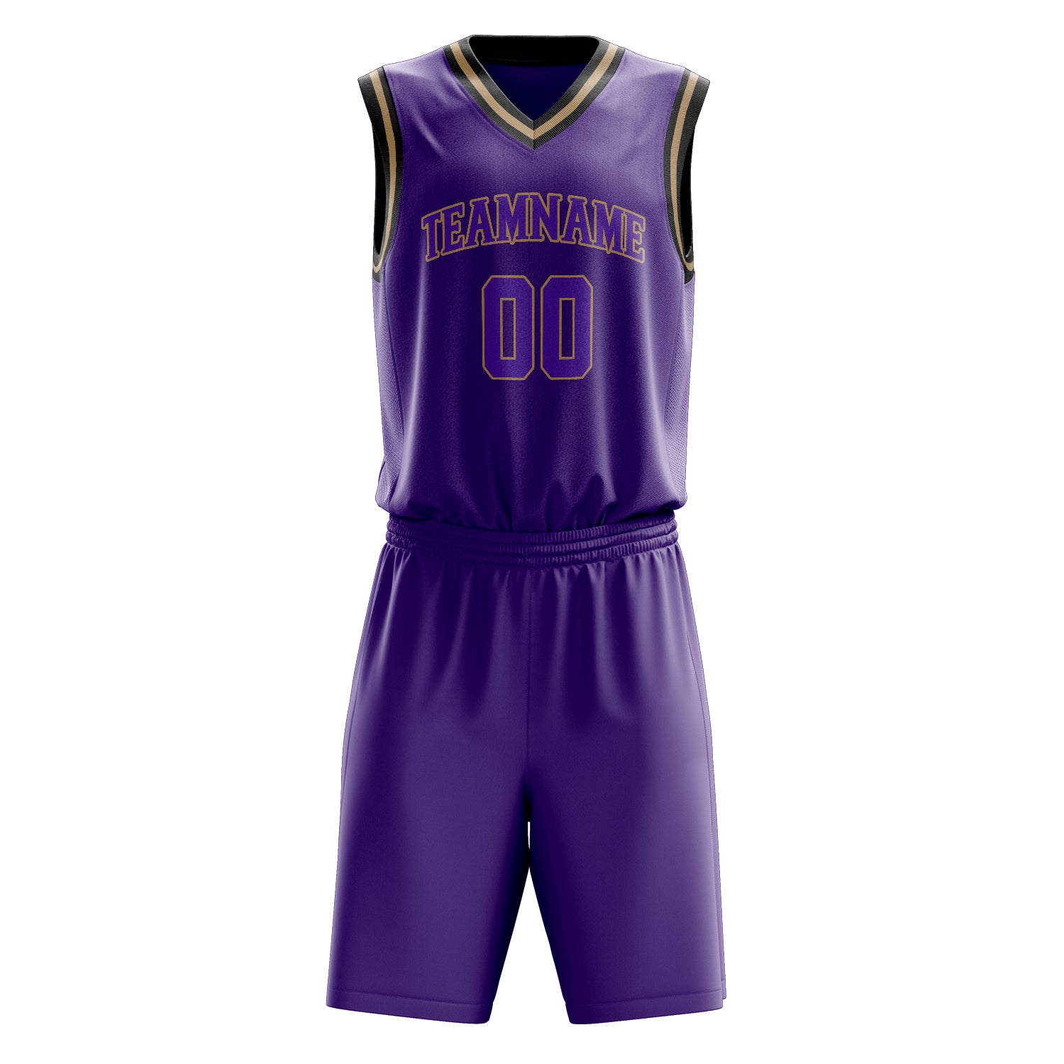 Custom Professional Purple Old Gold Basketball Jersey Set