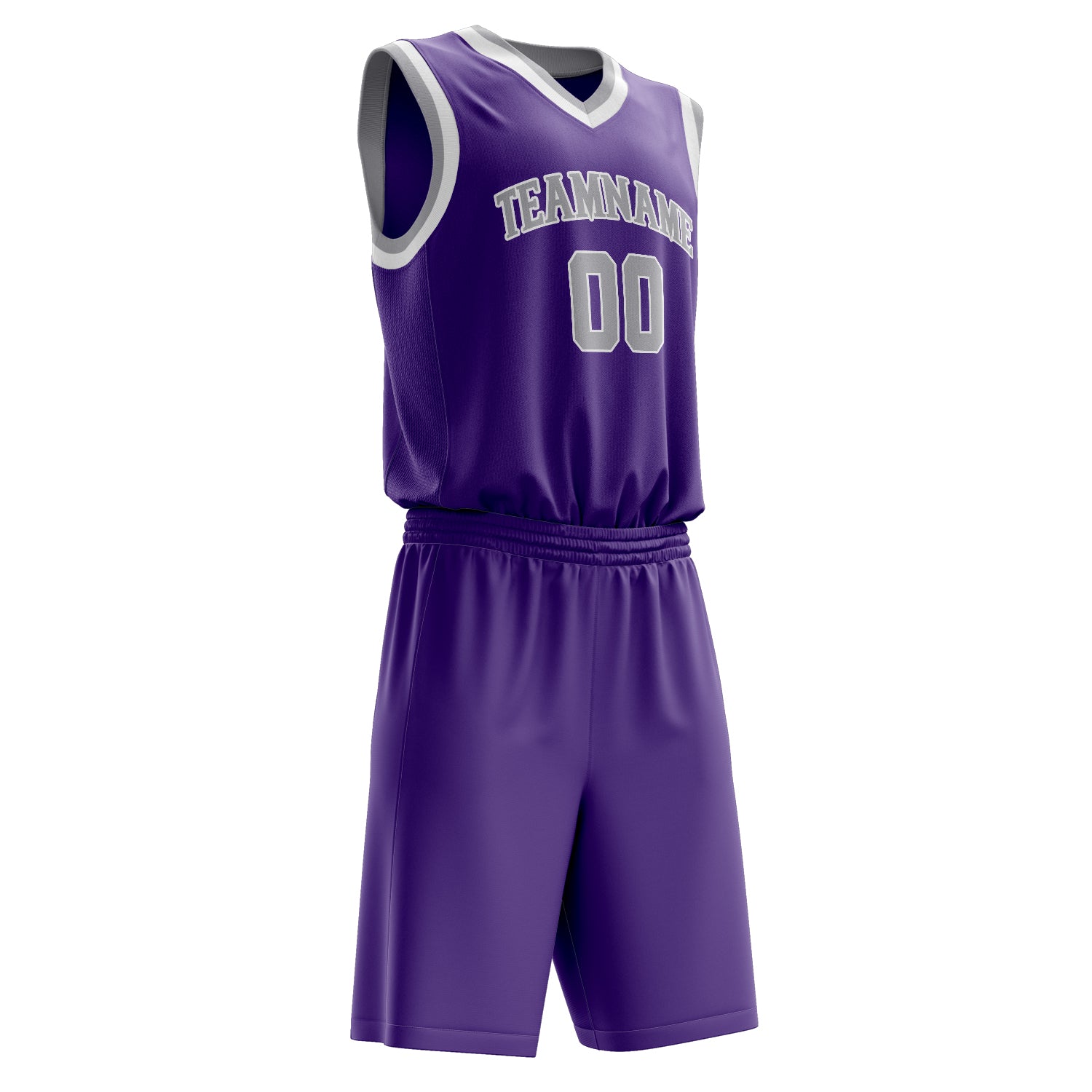 Maßgeschneidertes professionelles Lila Grau Basketballtrikot-Set