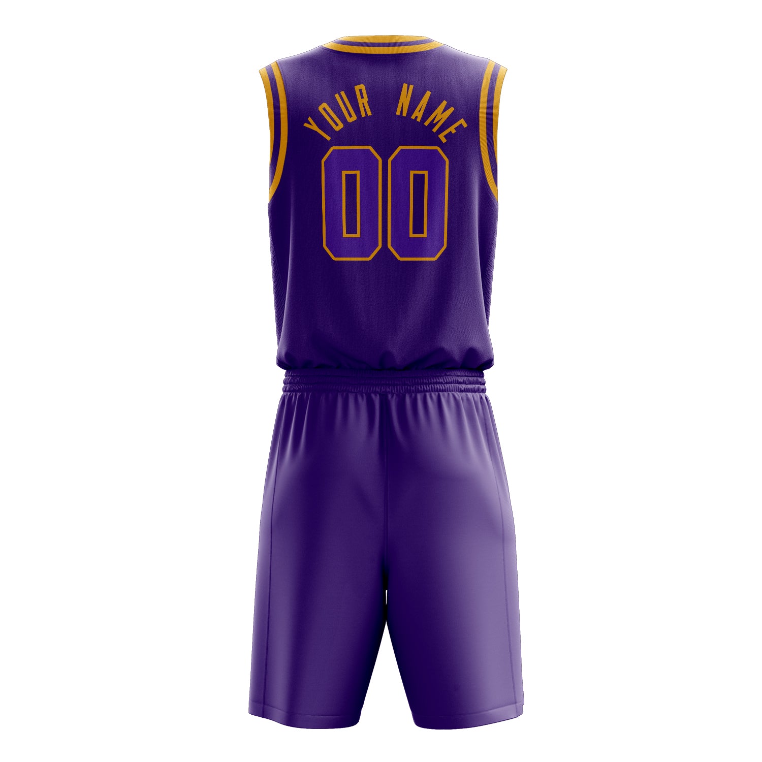 Maßgeschneidertes professionelles Lila Gold Basketballtrikot-Set