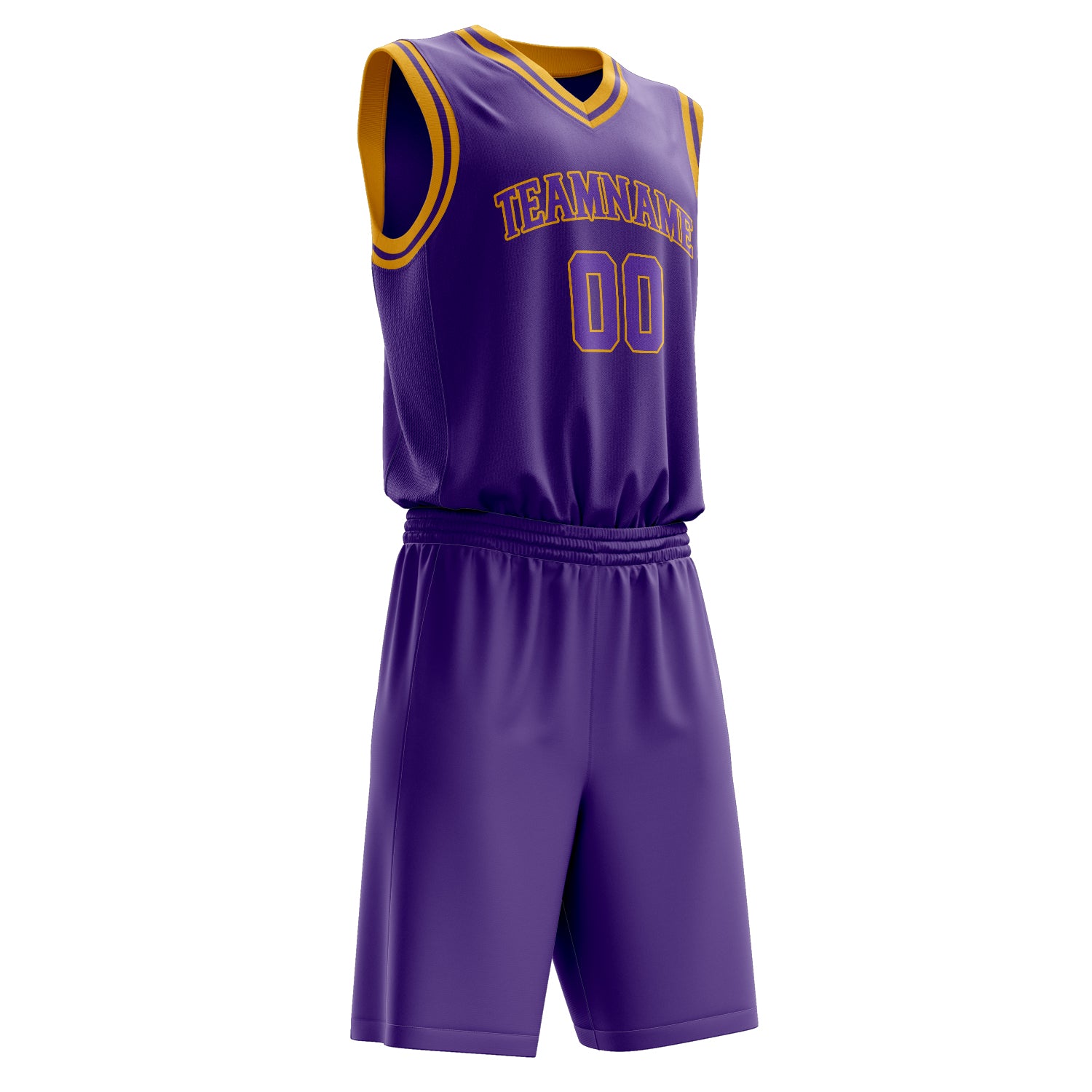 Maßgeschneidertes professionelles Lila Gold Basketballtrikot-Set