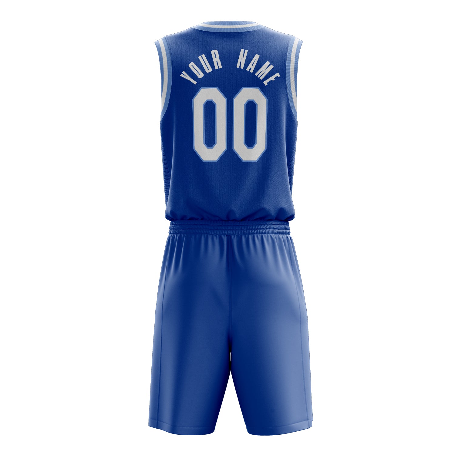 Maßgeschneidertes professionelles Königsblau Weiß Basketballtrikot-Set