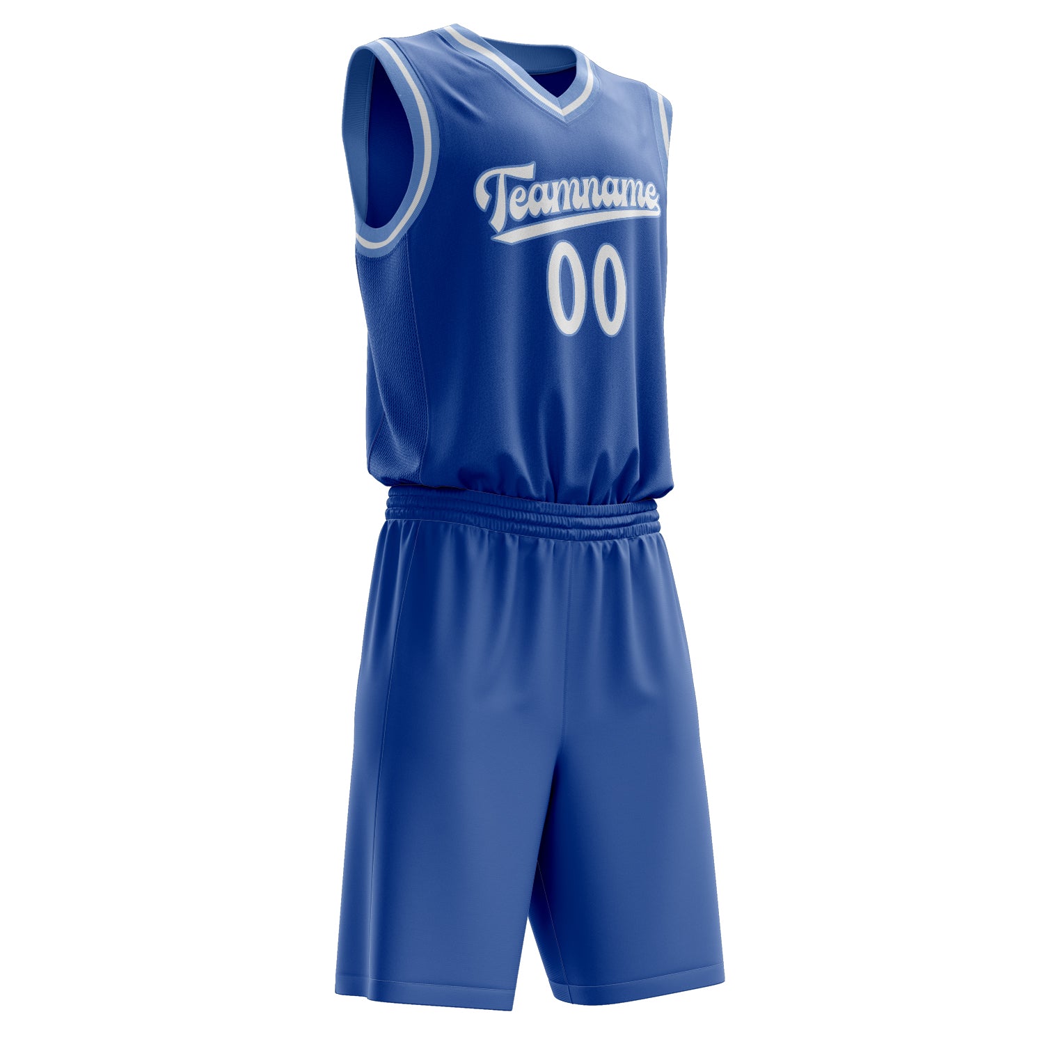 Maßgeschneidertes professionelles Königsblau Weiß Basketballtrikot-Set