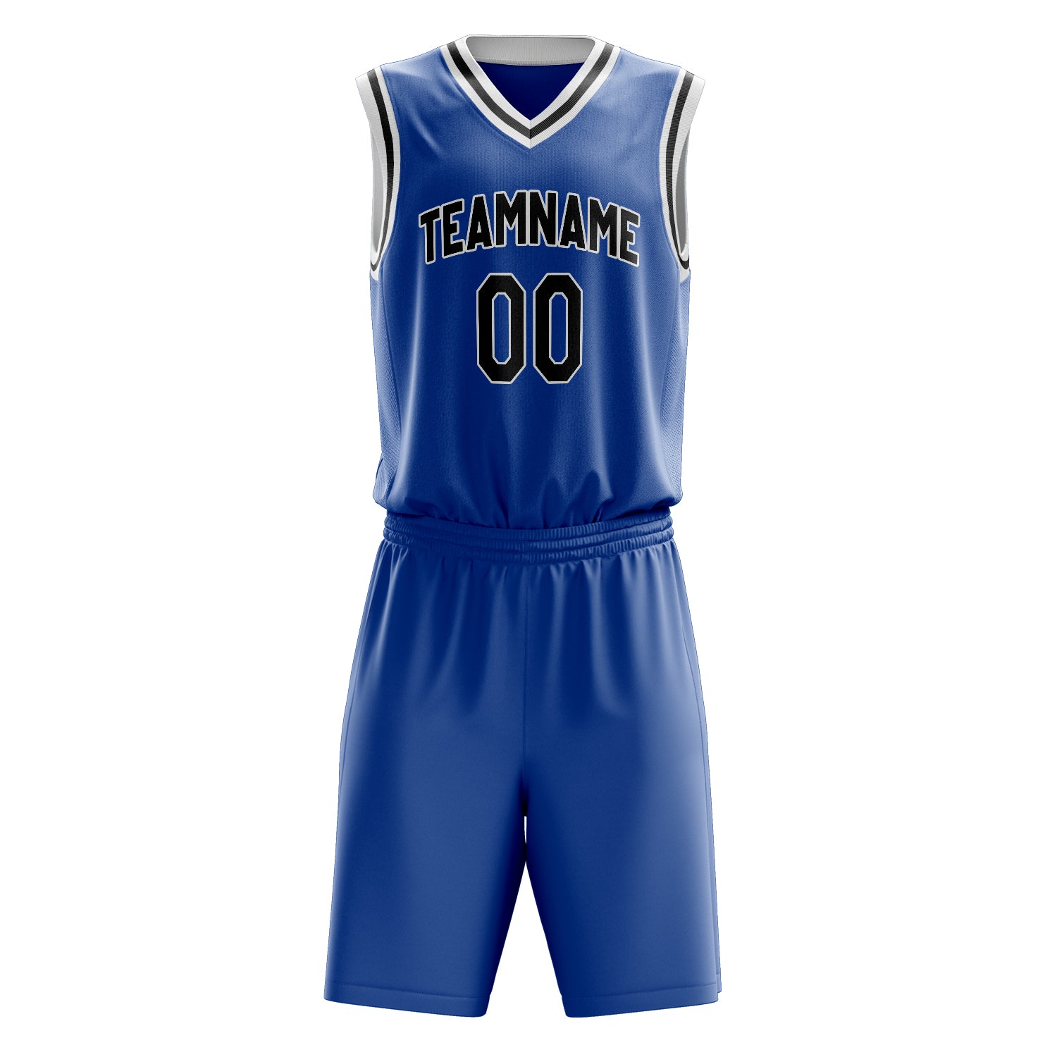 Custom Professional Royal Blue Black Basketball Jersey Set